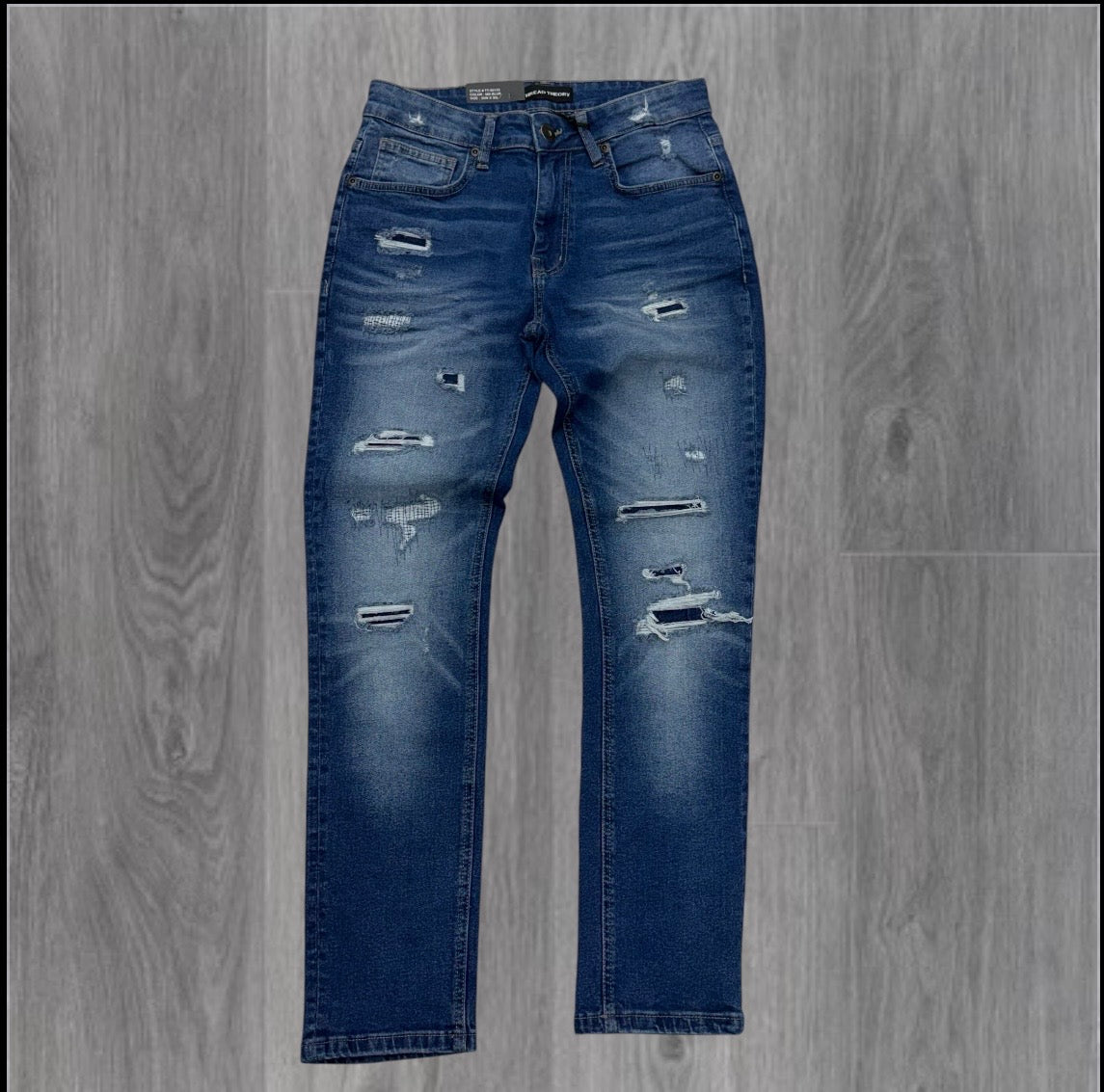 Threads - Slim Fit Distress Denim - Md Blue - 50133 zi