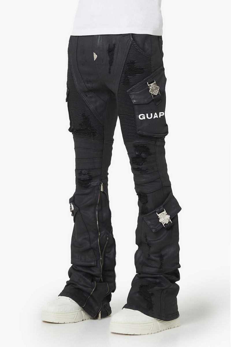 GUAPI - stacked Waxed Black Ops Denim - Black