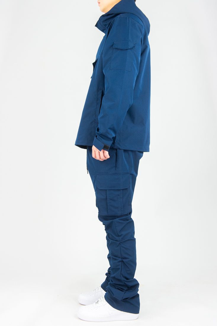 Rebel -Stacked Nylon Cargo Pants (Navy) 422