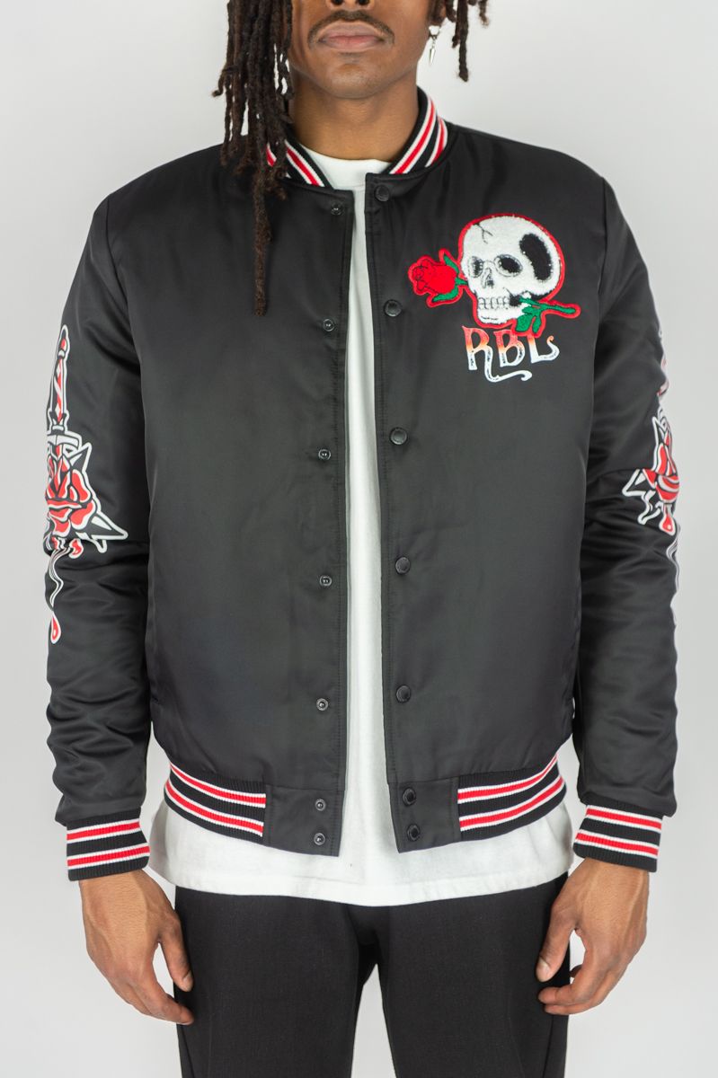 Rebel Roses Flight Jacket Black 545