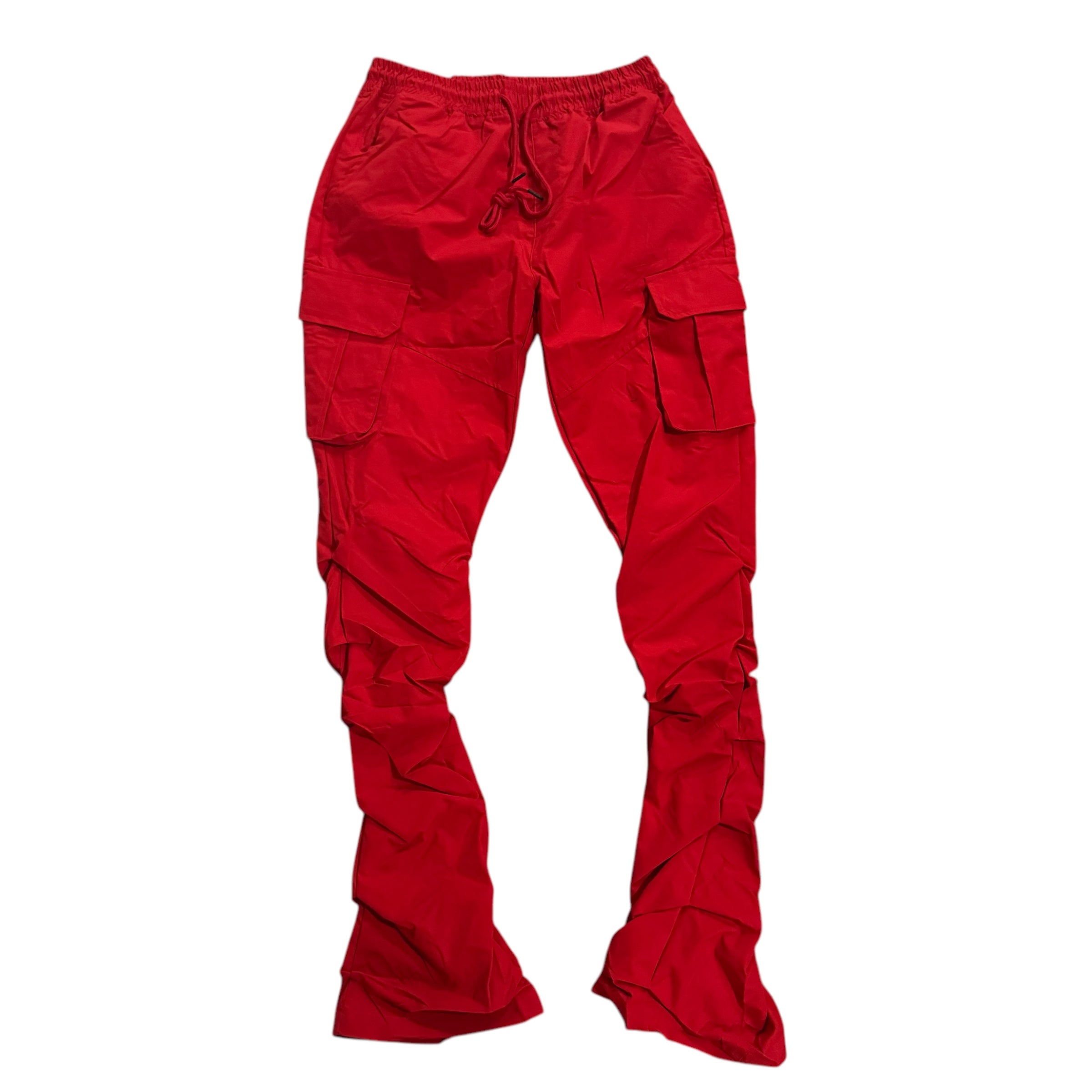 Rebel Stacked Nylon Cargo Pants Red 422 522