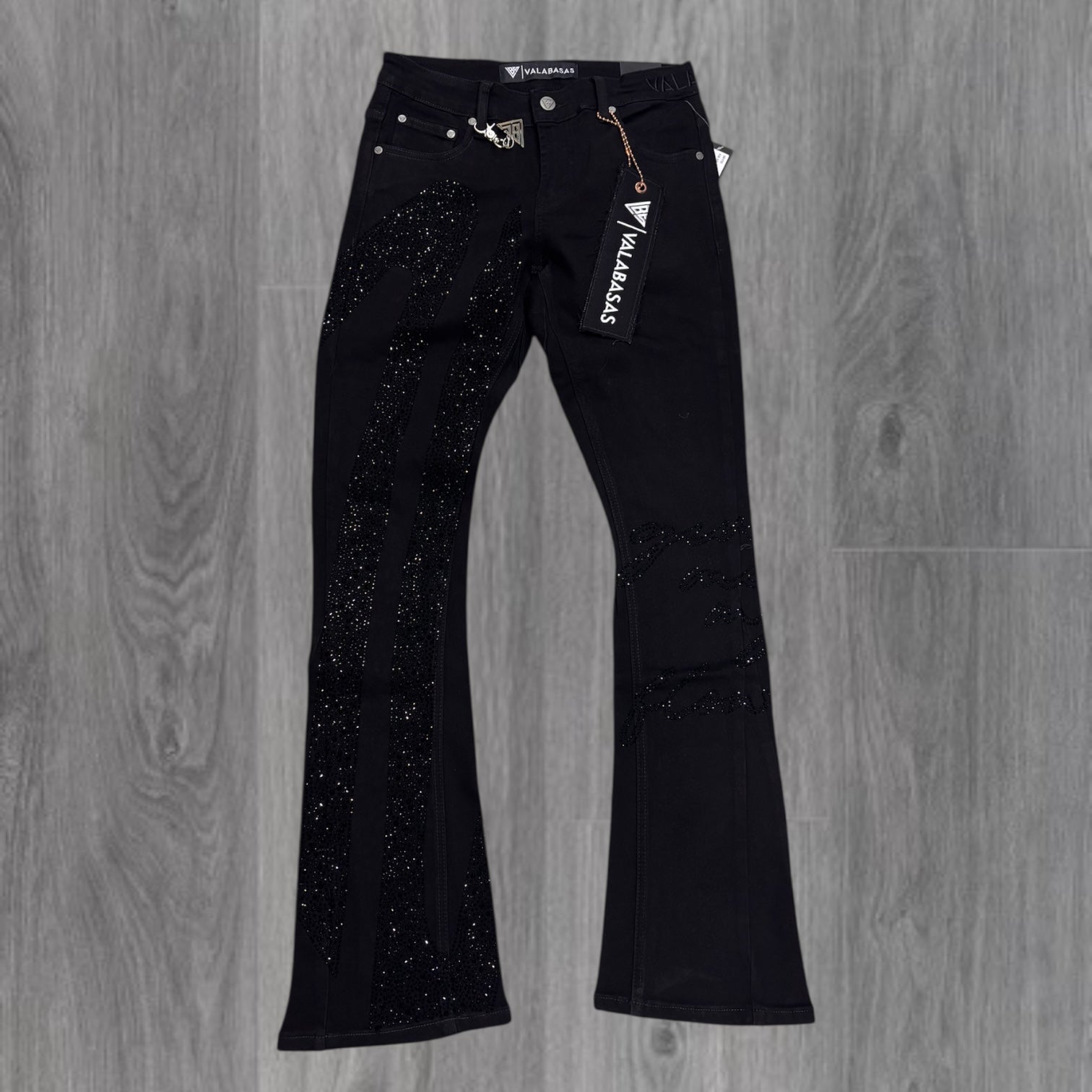 Valabasas - Scripted Stacked Denim - BLK - 1060