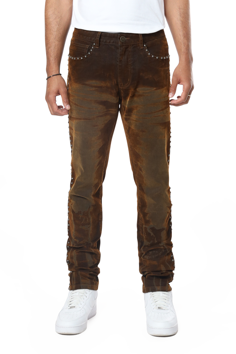 Rise color flocked Jeans dorset Brown 24623