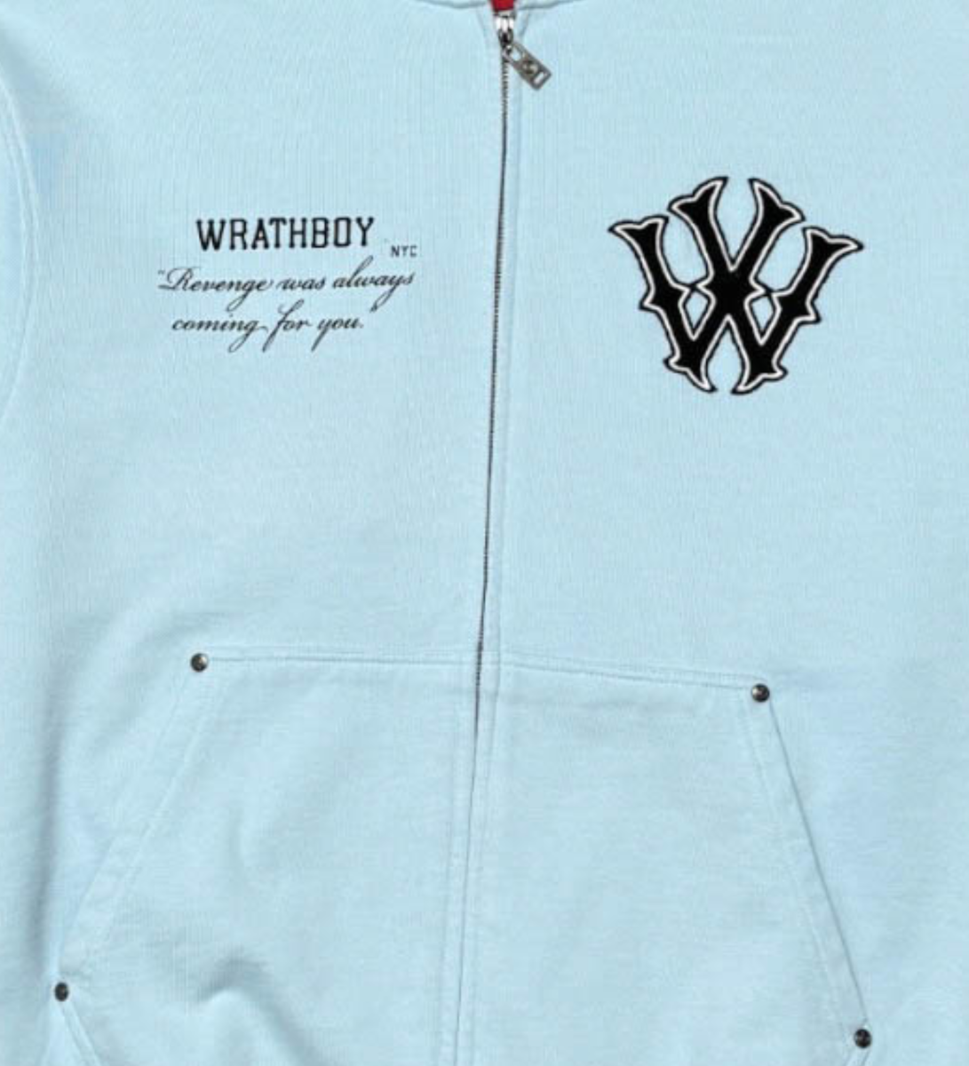 WRATHBOY - Revenge Quote ZIP Hoodie - water - 079