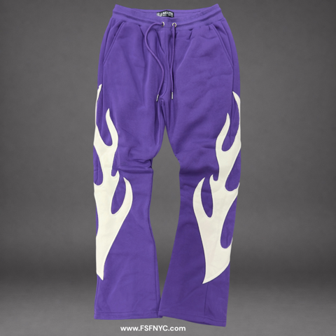 Pike - Flare Flames Sweat Pants - Purple - 3617