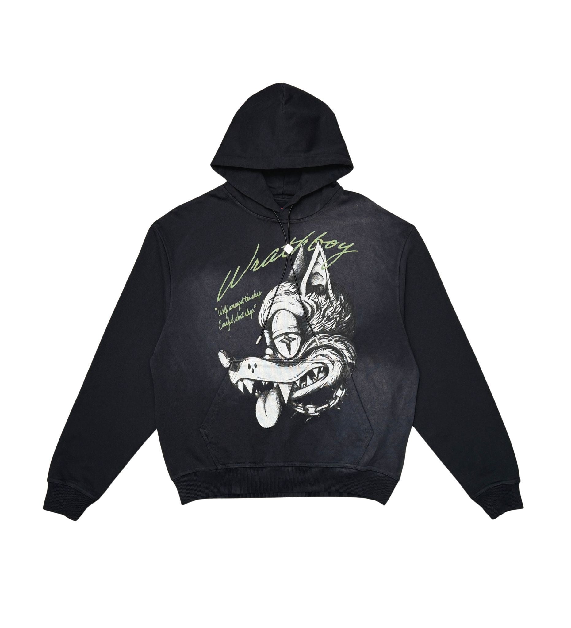 WrathBoy Wolf head gothic Vintage hoodie Black