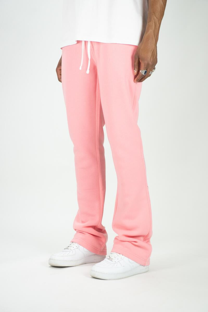 Rebel Stacked Flare Sweat Pants Dusty Pink 475
