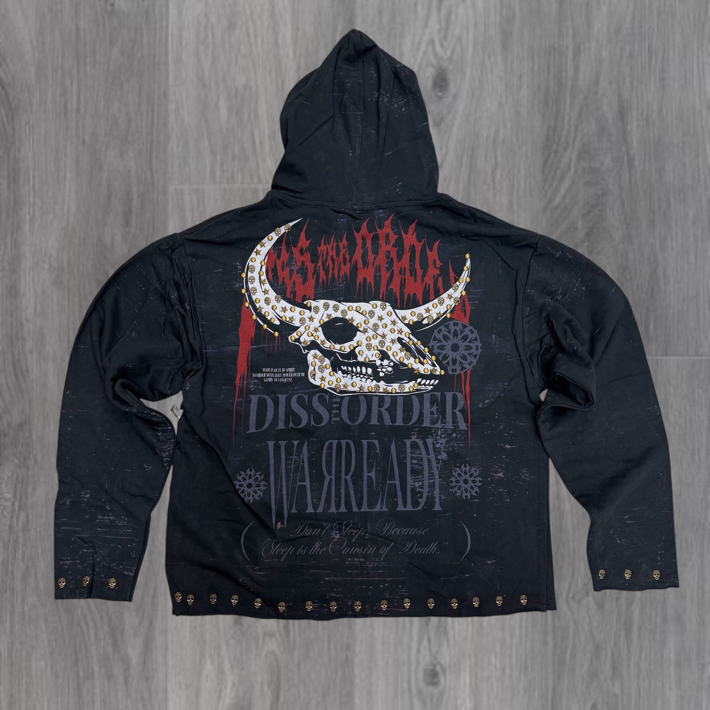 DISORDER - FLOWER Studs Zip Hoodie - BLK - 362