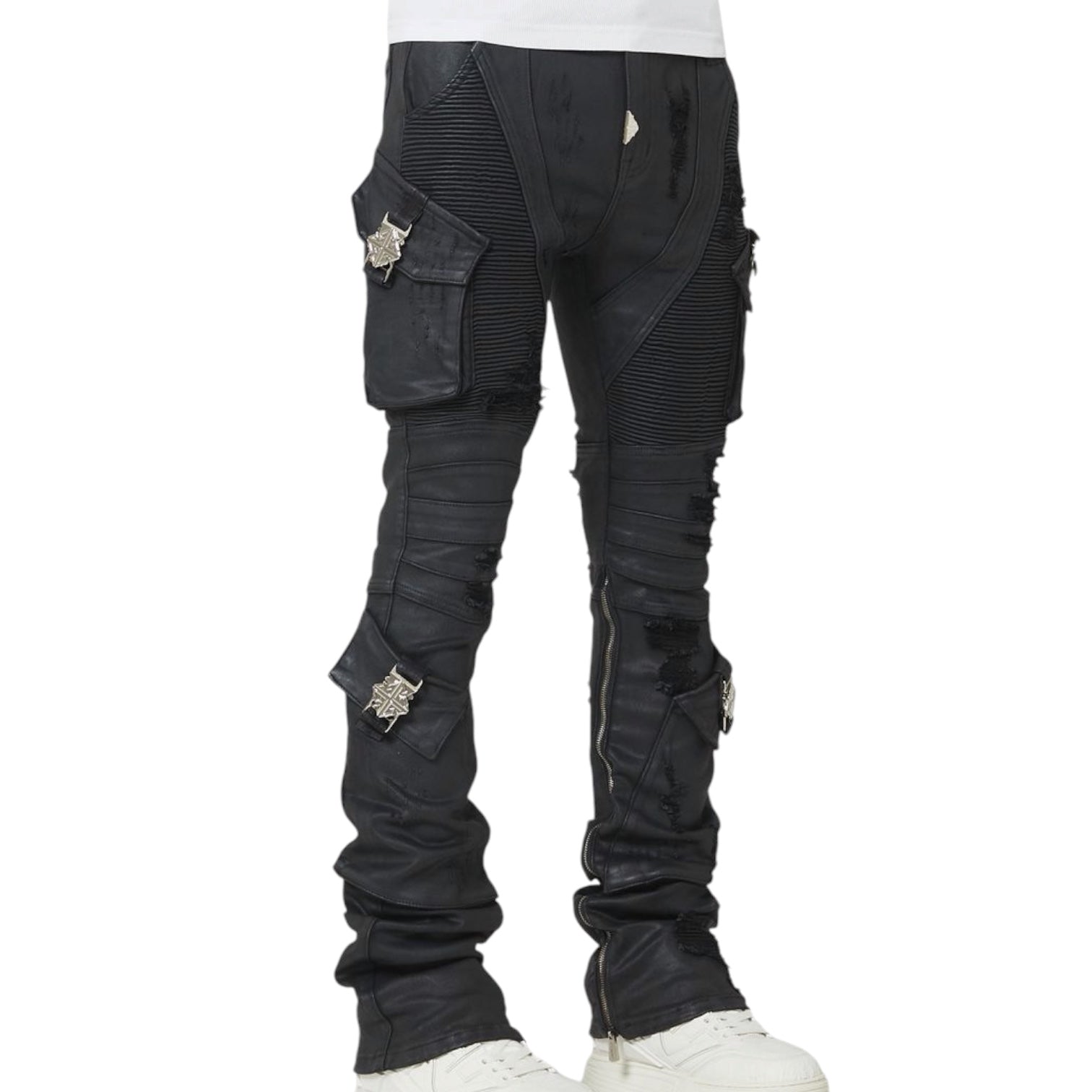 GUAPI - stacked Waxed Black Ops Denim - Black