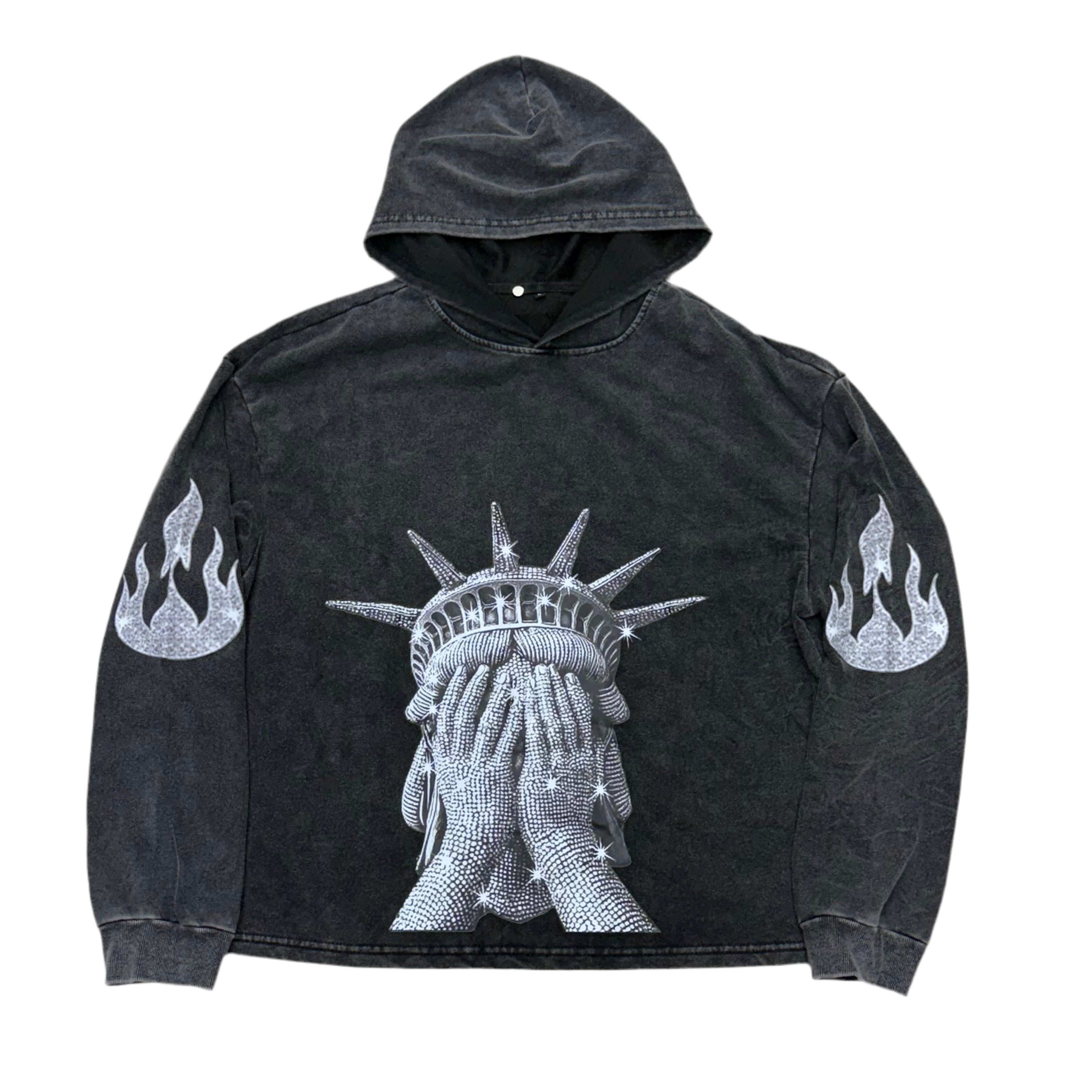 Statue Liberty Hoodie - Black Wash