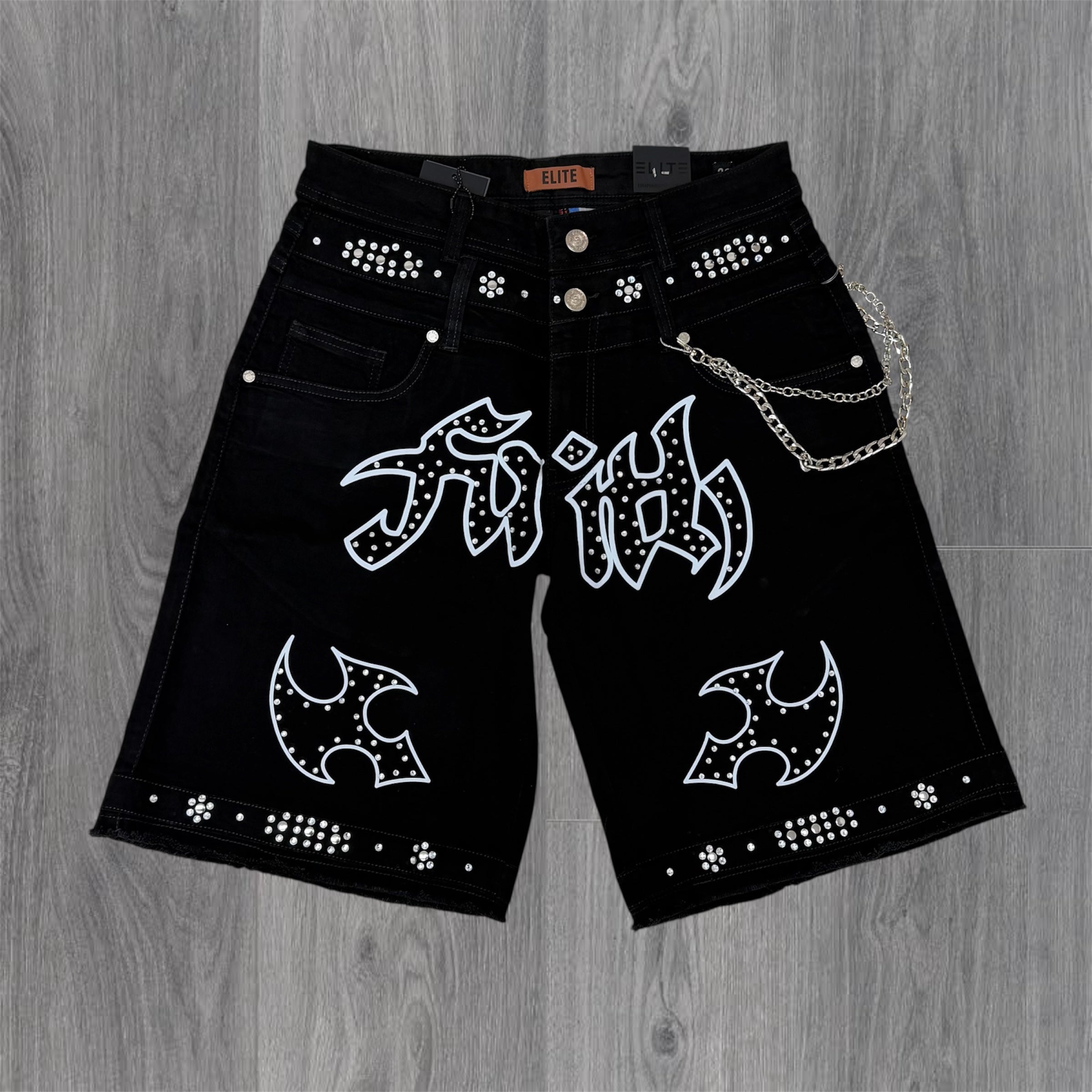 Elite - Tribal Denim Shorts - Black - 19456
