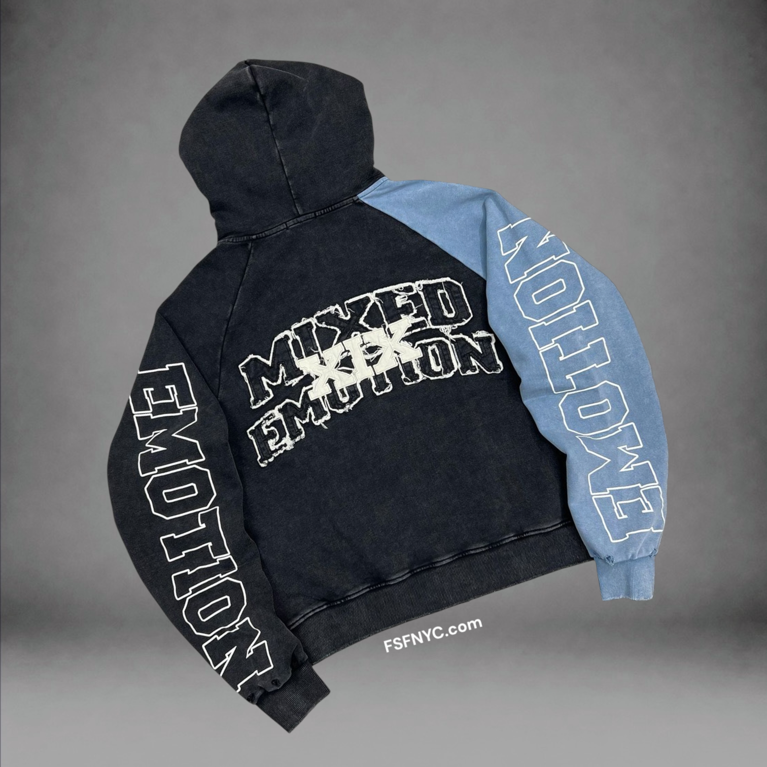 Mixed Emotions- Split Hoodie - Blue Black