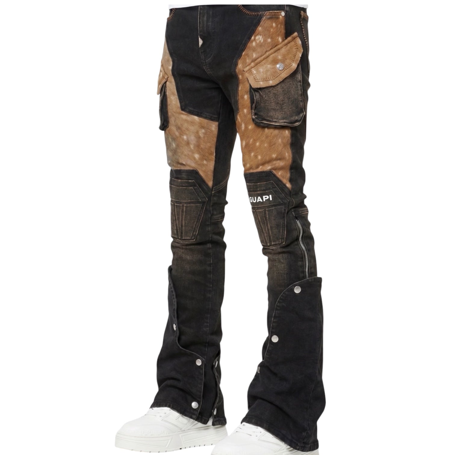 GUAPI - Stacked Cowhide Denim - Brown