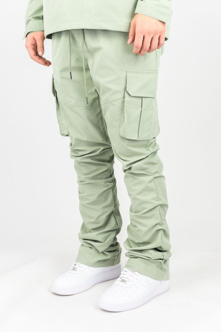 Rebel - Stacked Nylon Cargo Pants (Sage) 422 522