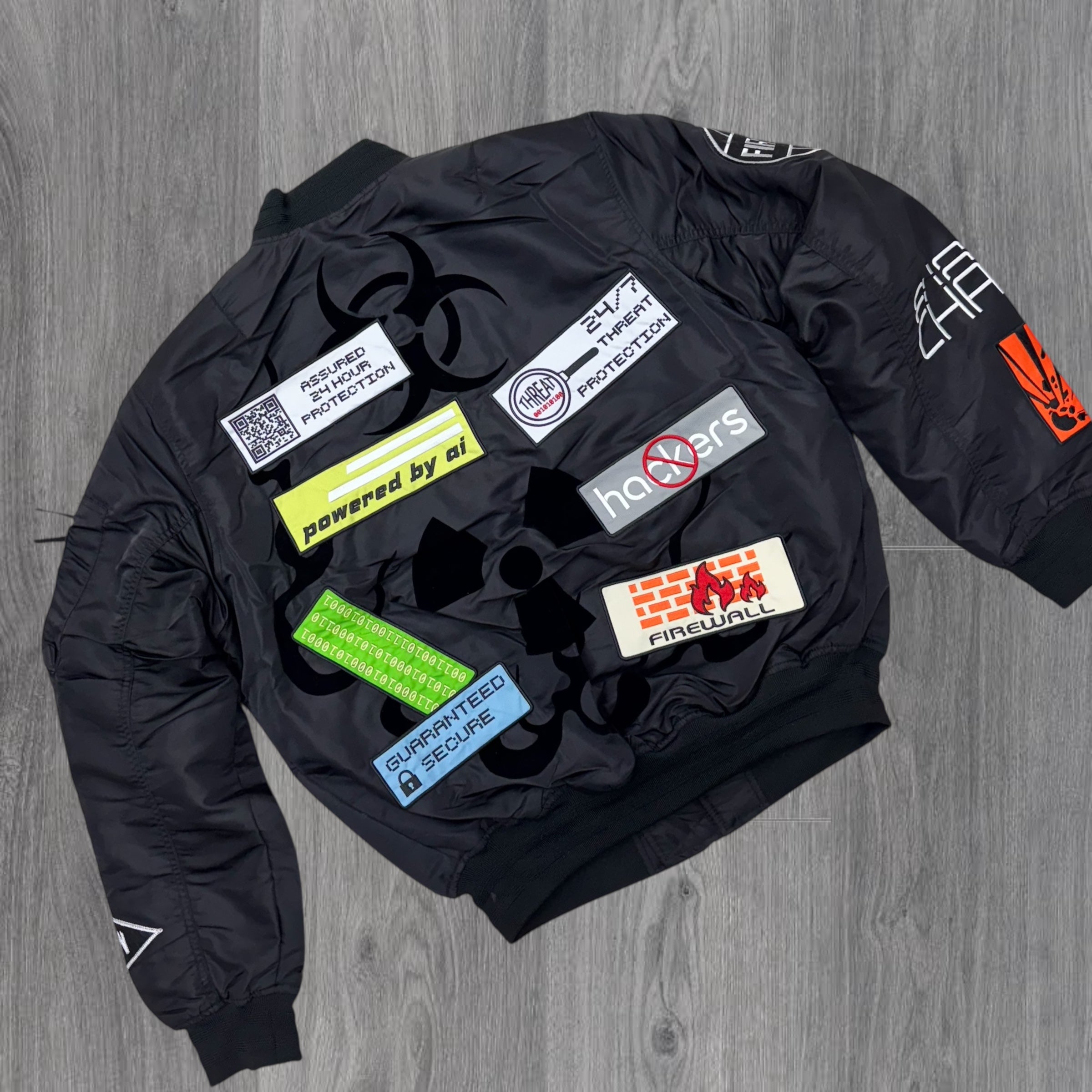 First Row-Hazmat Patched Bomber Jacket Black