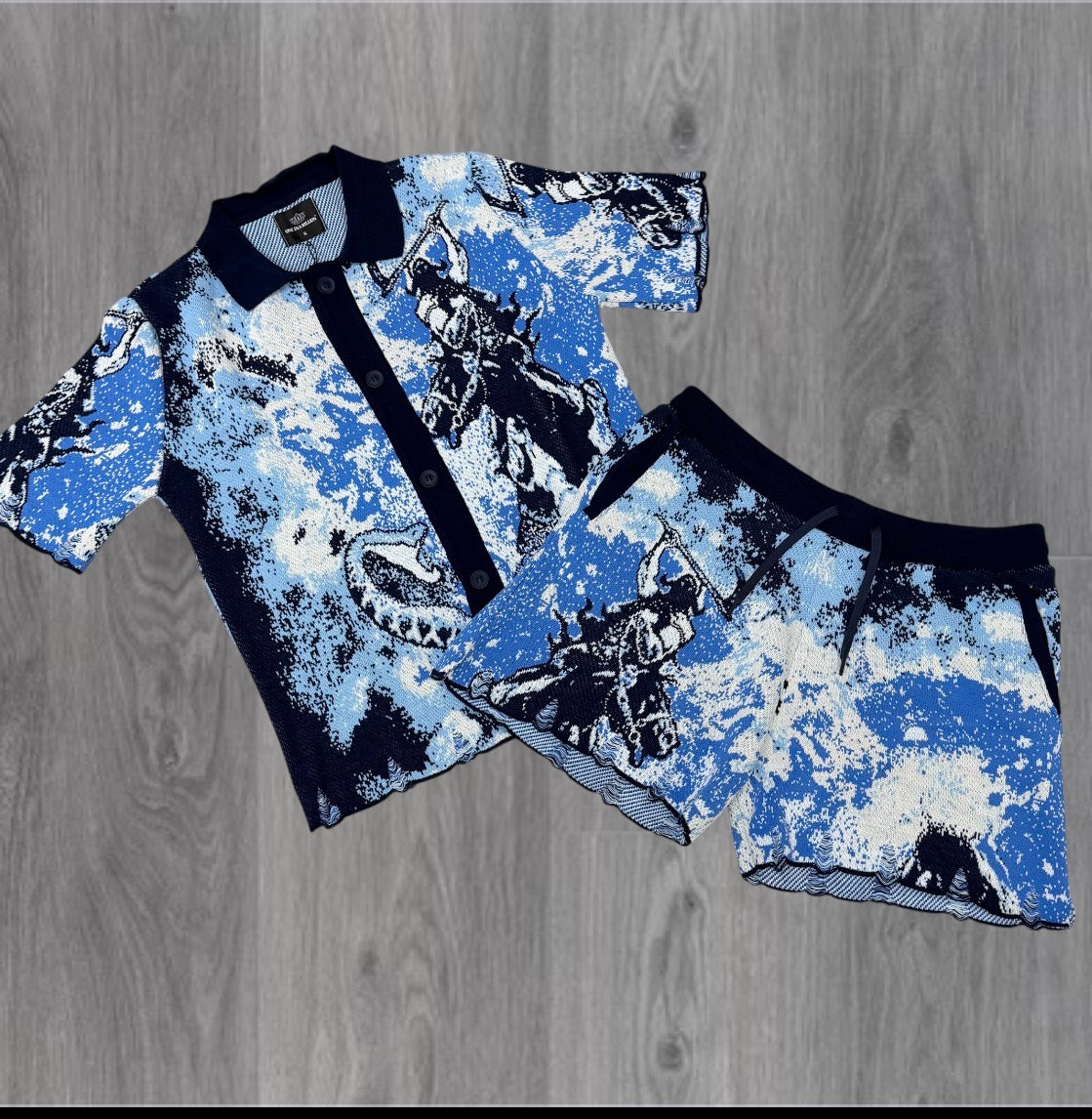 One Million - Knitted Short Set - Navy 330