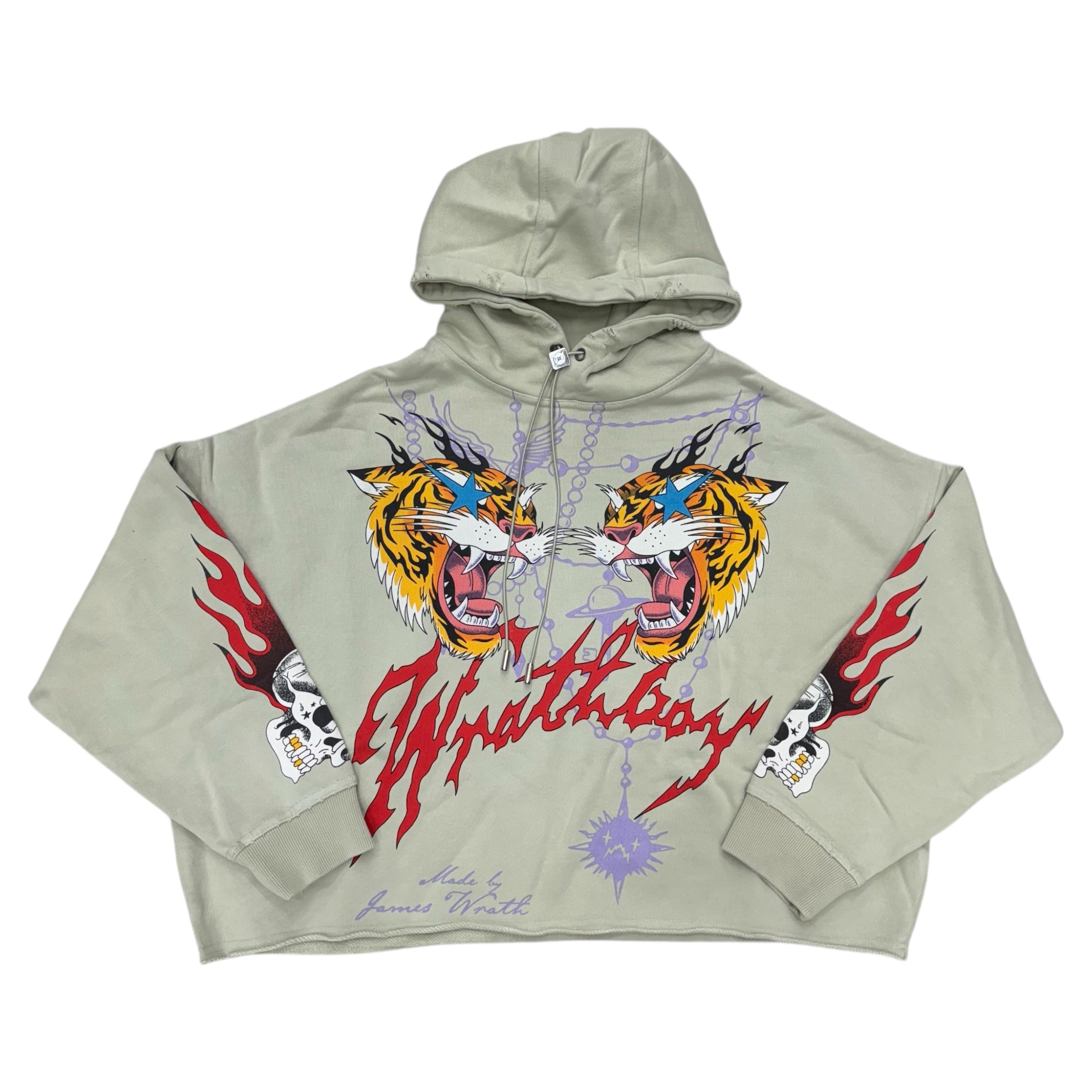 WrathBoy Chaos cropped Hoodie khaki 062