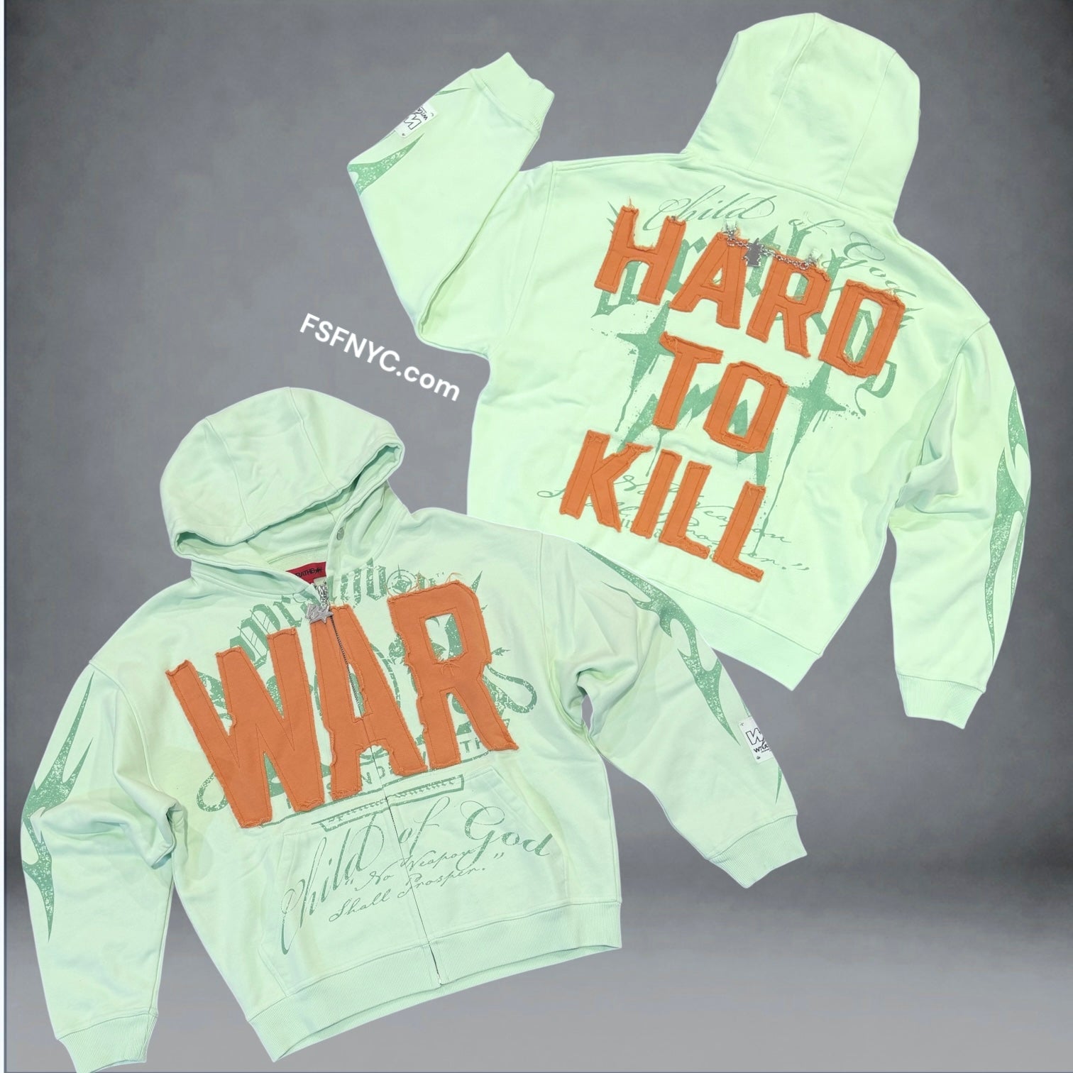 WrathBoy - Hard To Kill Zip Hoodie - Light Green - 618