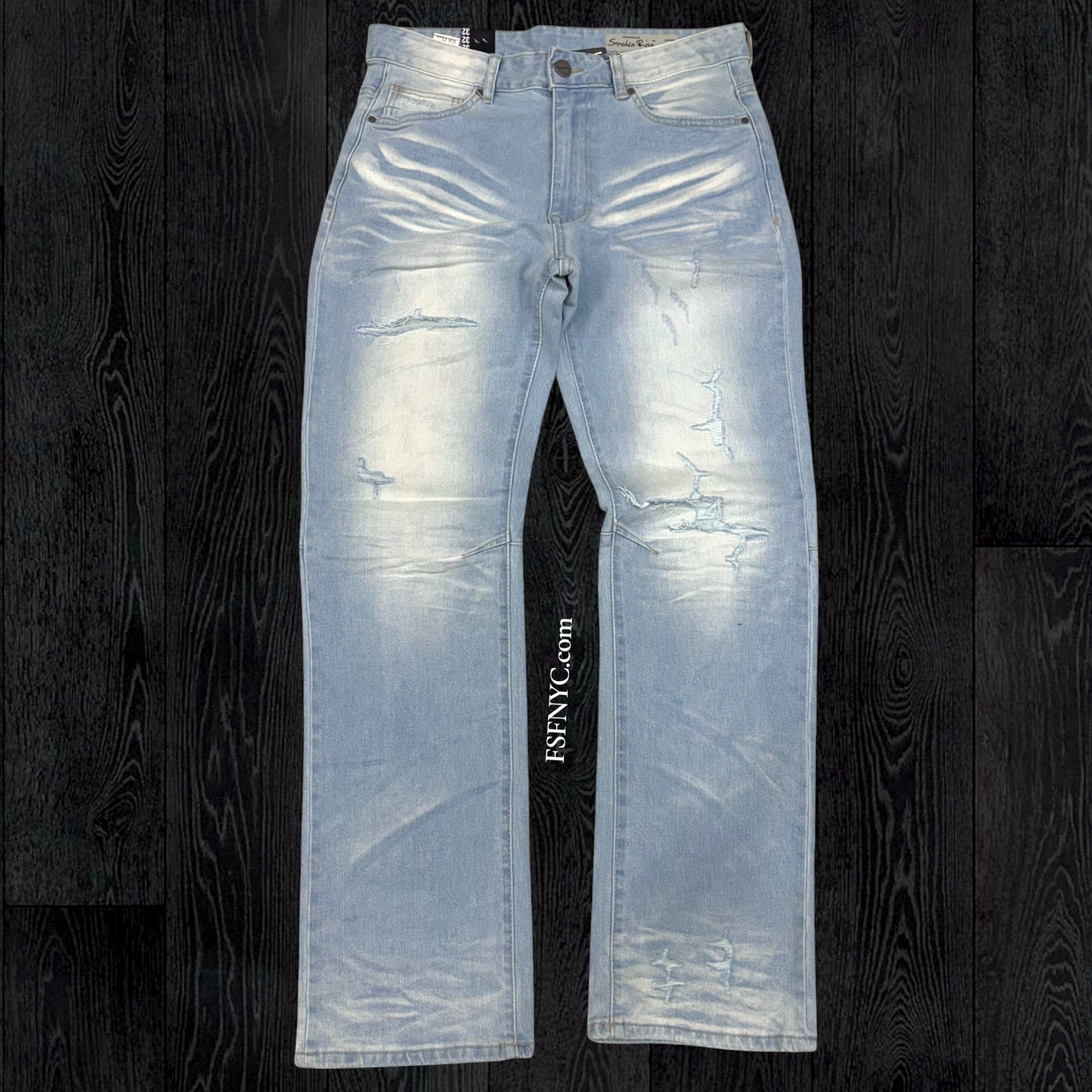 Smoke Heavy Whisker Effect Jeans - Kori Blue 25508
