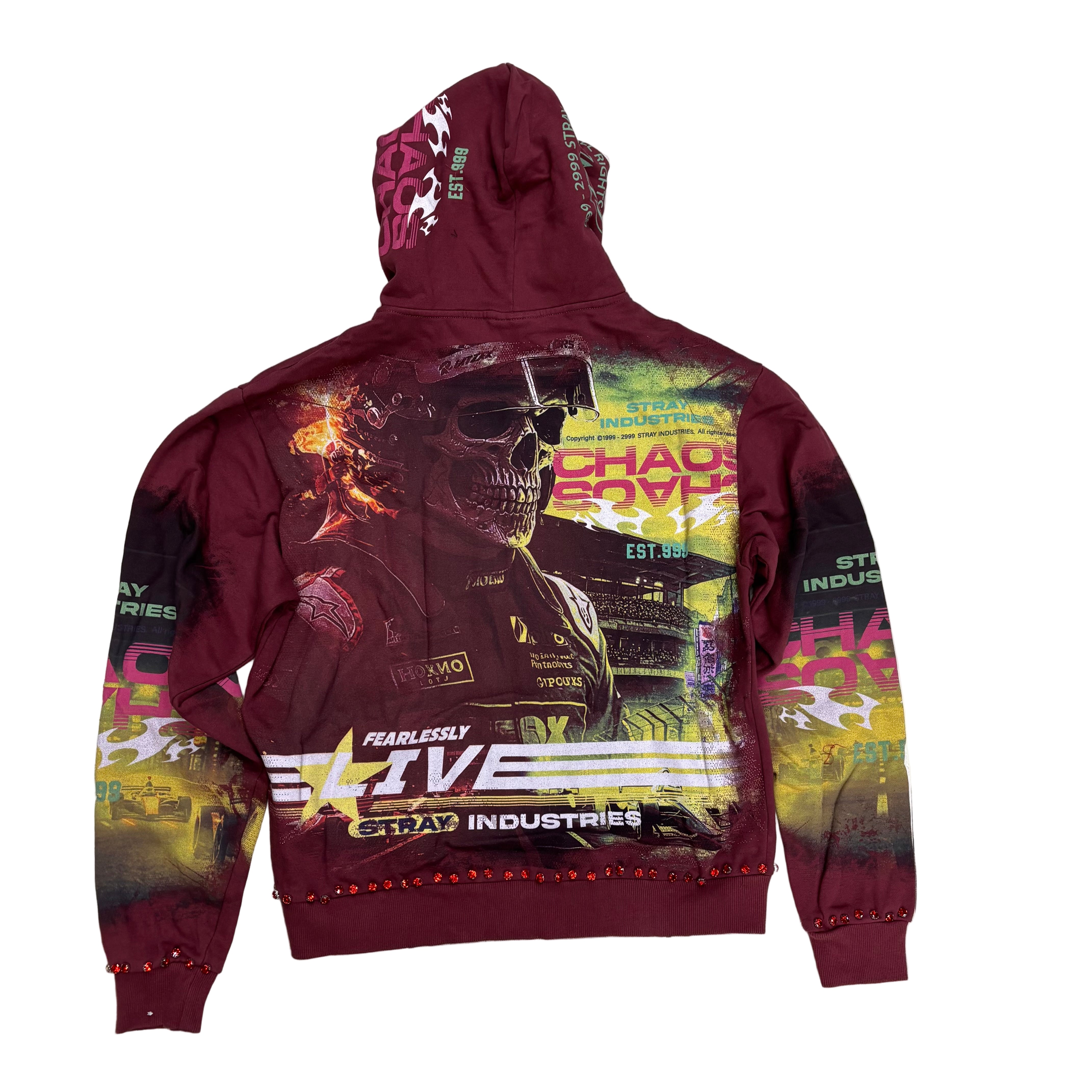 Stray - F1 Zip Up Hoodie - MAROON - 1557