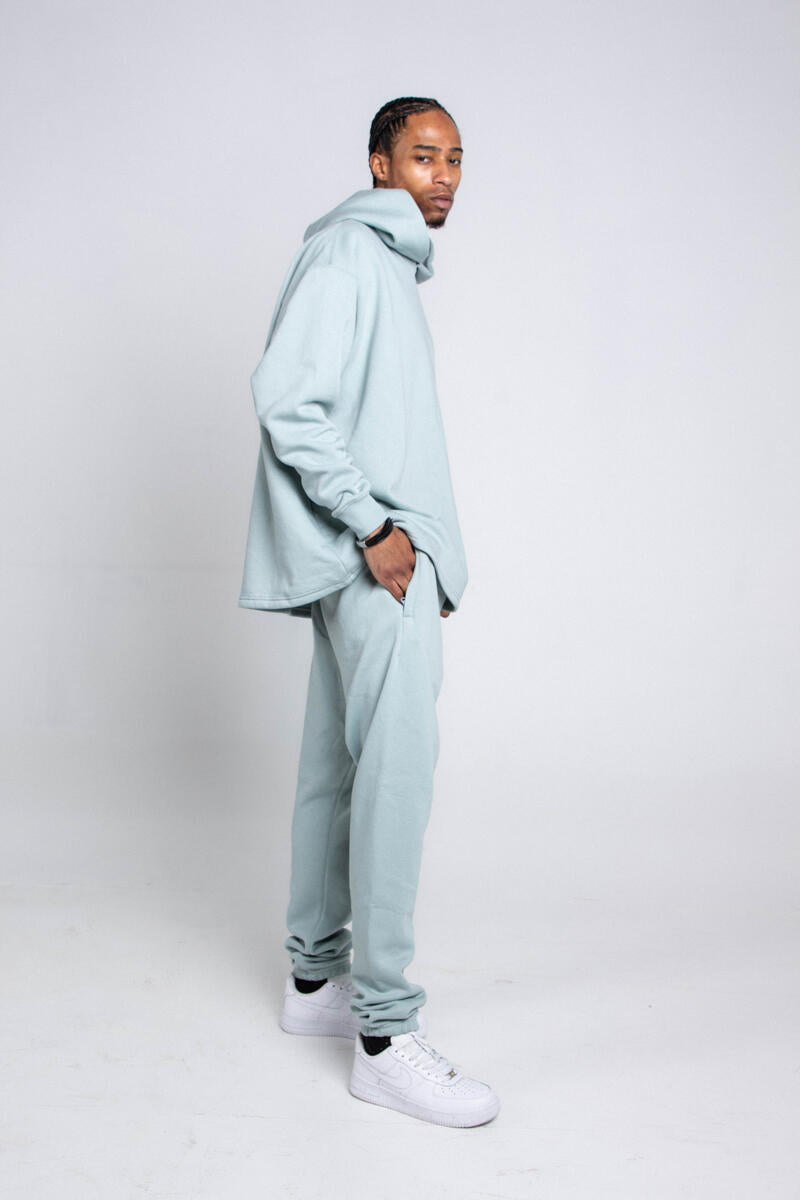 Oversize Hood w Jogger Sweats set Light Teal 713