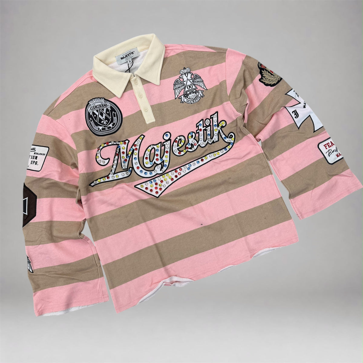 MJSTK - LS Polo Logo w/patches - Pink - 26816
