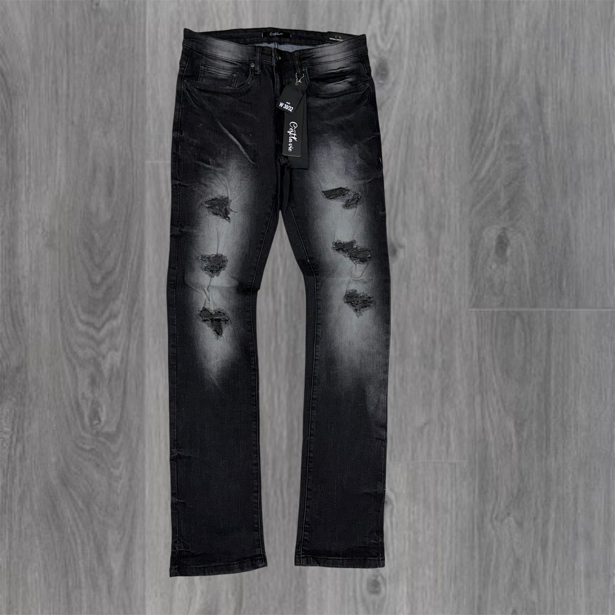 Cest Lavie - Ripped Denim - Washed Black 1029