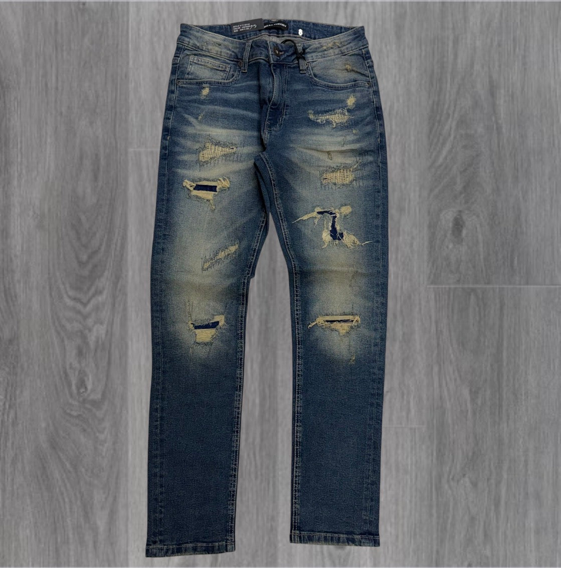 Threads - Slim Fit Distress Denim - Vintage Blue - 50132