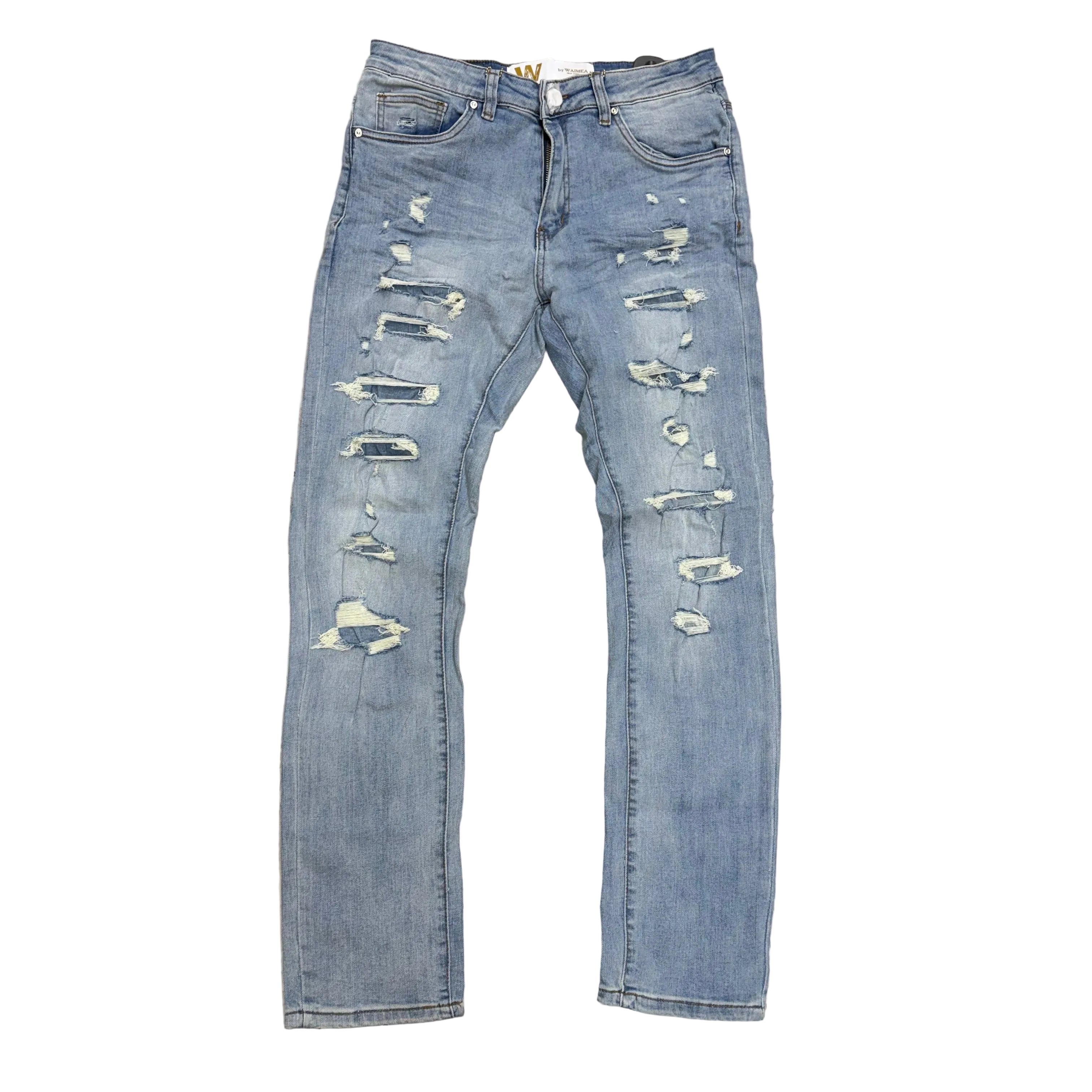 W - Slim Distress Denim - Blue Wash - M8118D
