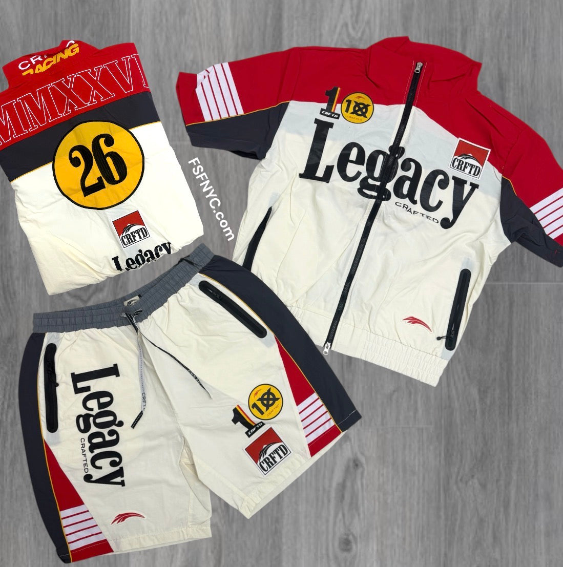 Crafted - Windbreaker Racing Short Set - Off White - 572 571