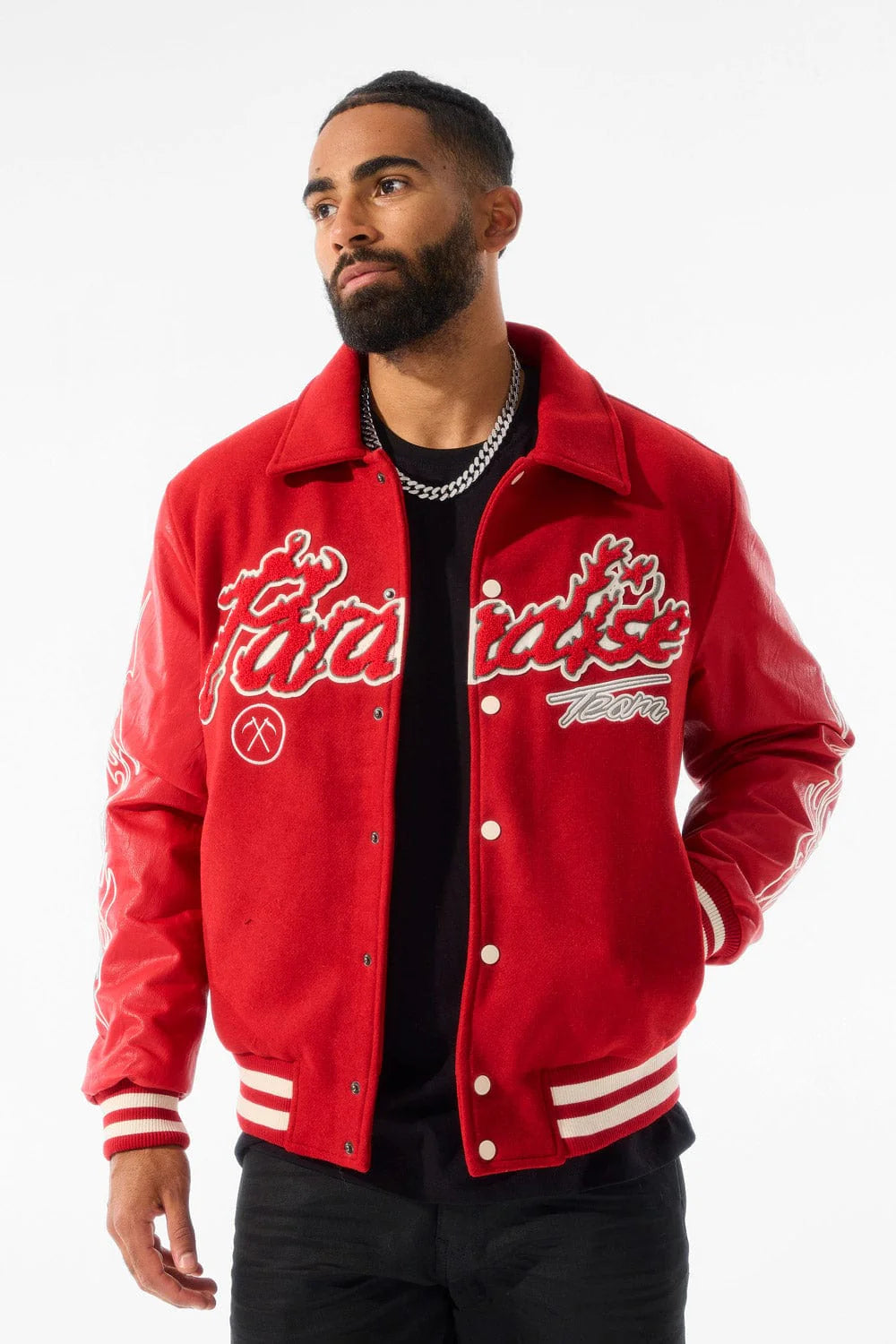 JC paradise Team varsity  jacket Red 91632