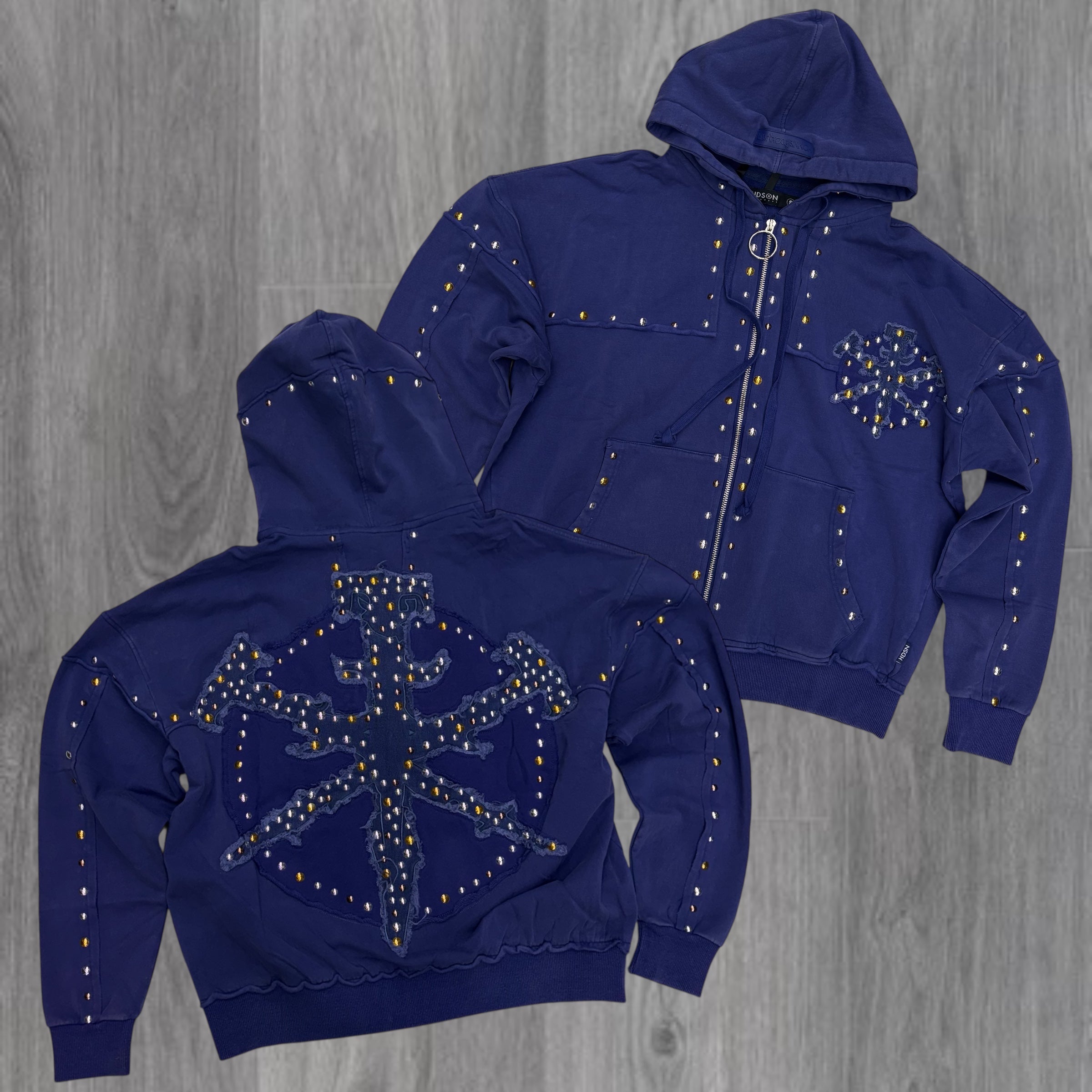 HDSN - Studs Zip Hoodie - Navy Blue