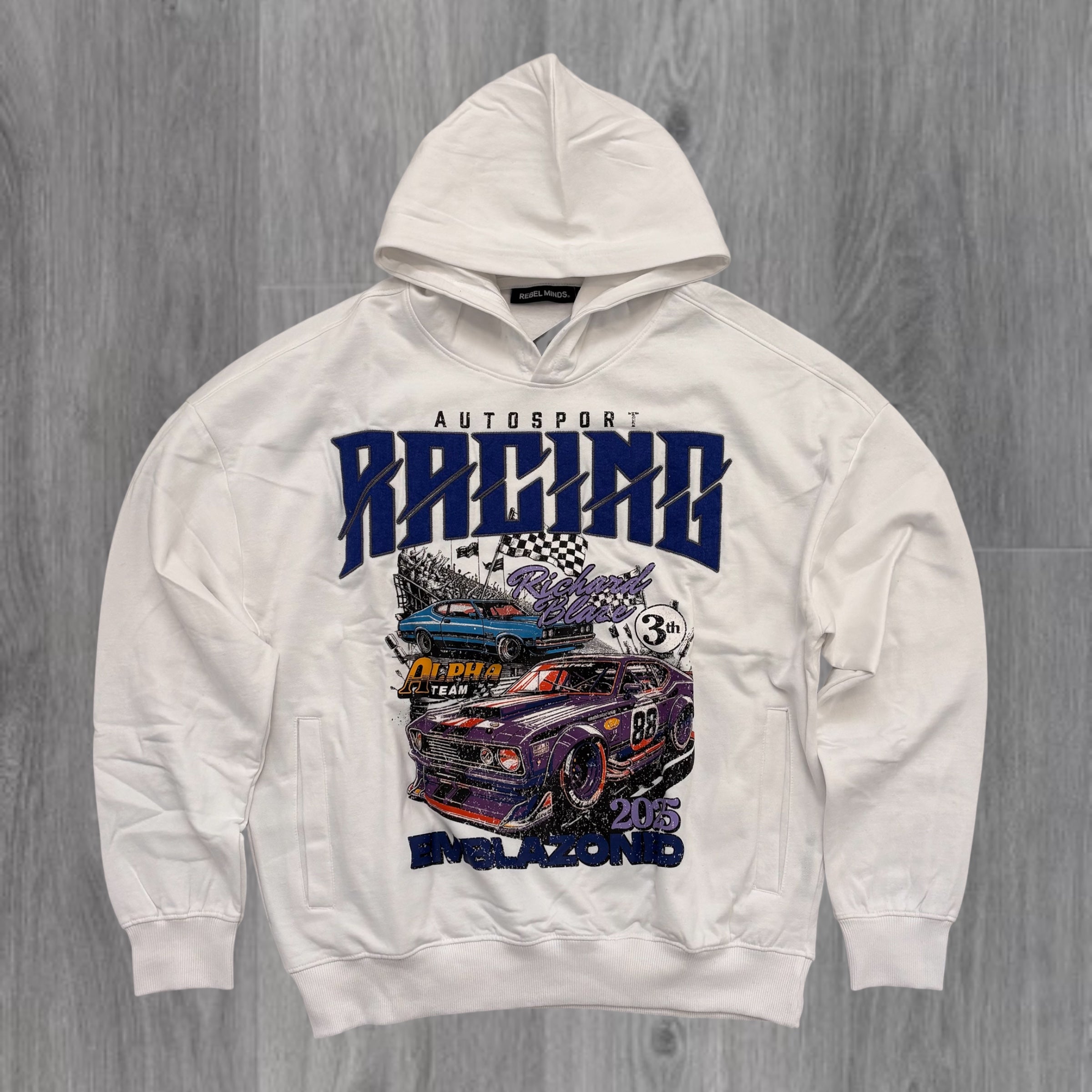 REBEL - RACING HOODIE - WHITE -  345