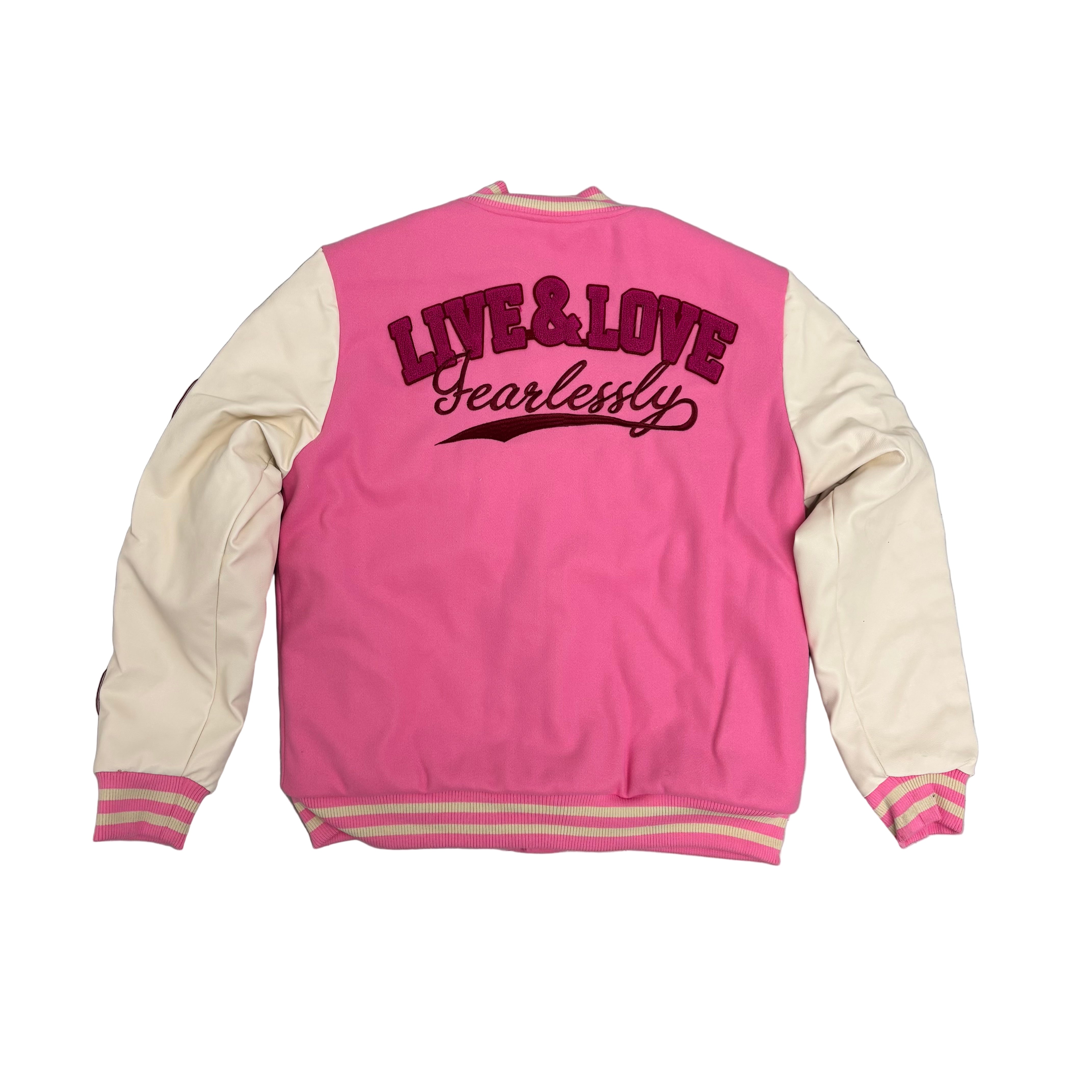 REBEL - Live and Love Varsity Jacket - PINK - 560