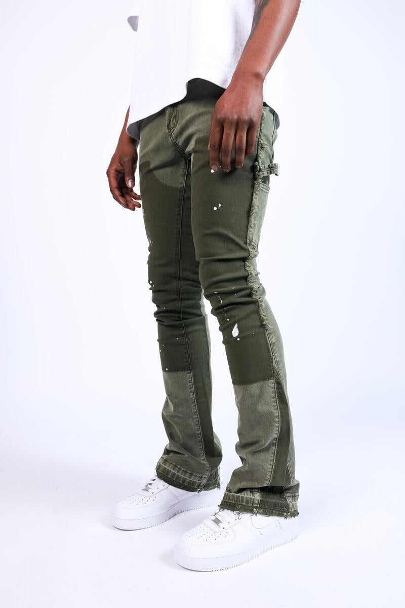 Carpenter stacked Denim Olive  1007