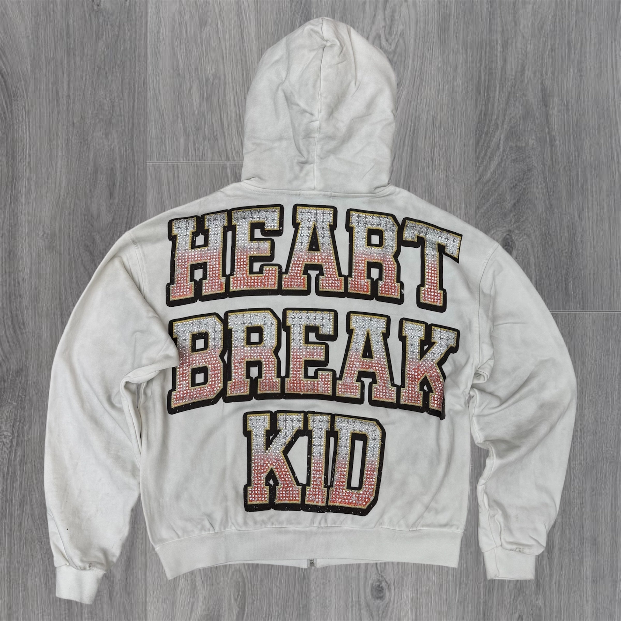 Prestige - Heart Break Zip Up Hoodie - White (Runs small, Go up 1 size)