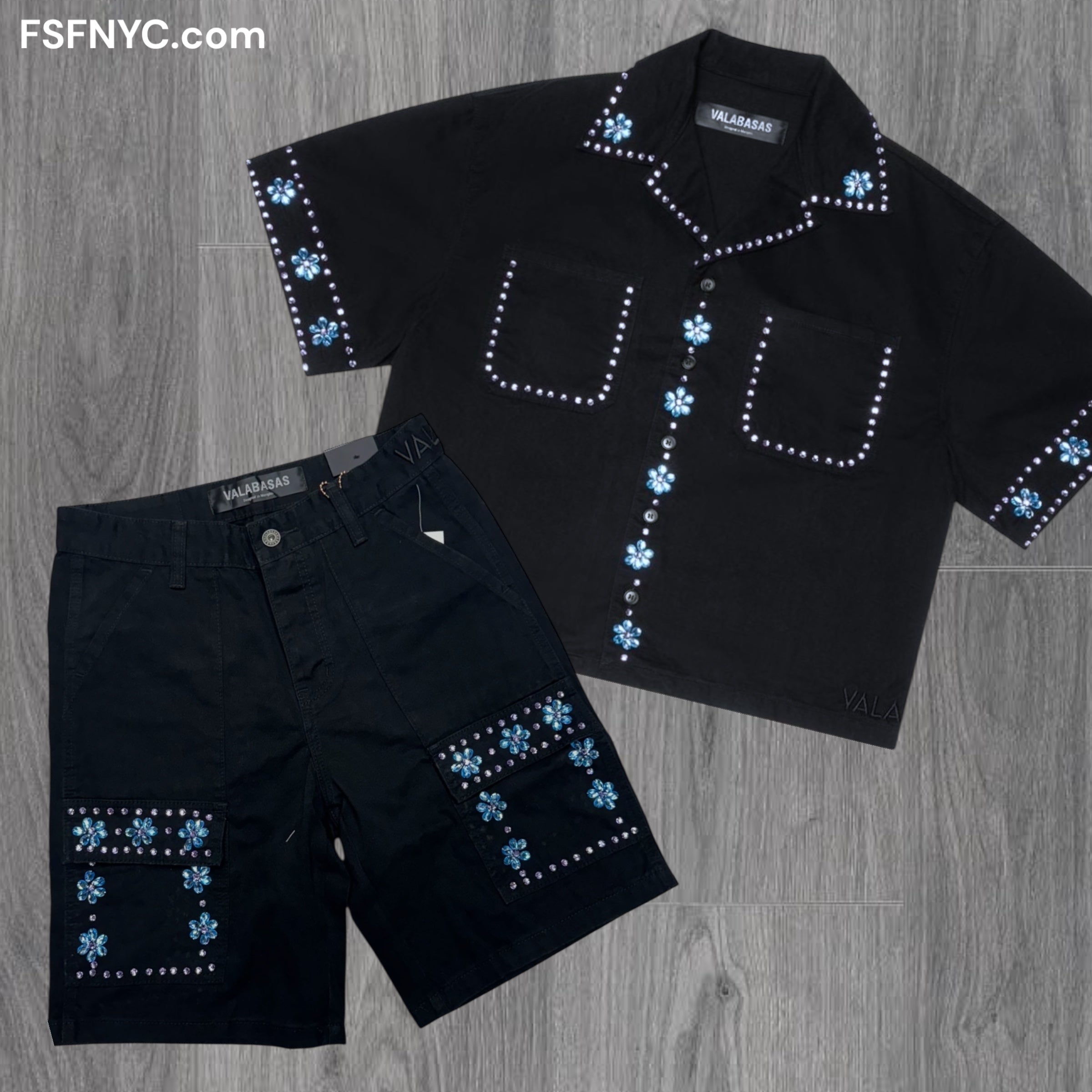 Valabasas Crystal Short Set Black