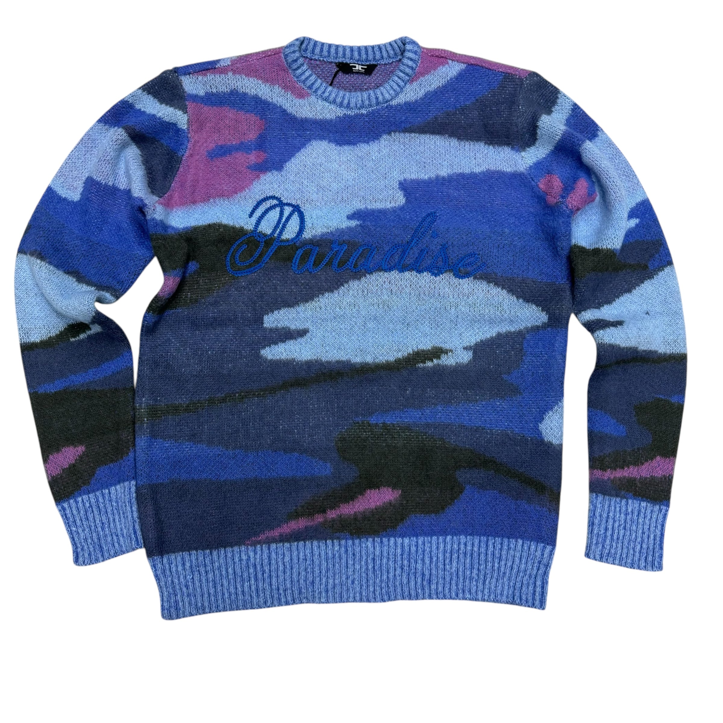 JC Mohair camo crewneck Sweater Blue 3973