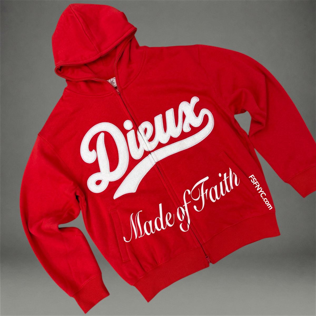 Made Of Faith Zip Up Hoodie - Red - 6206