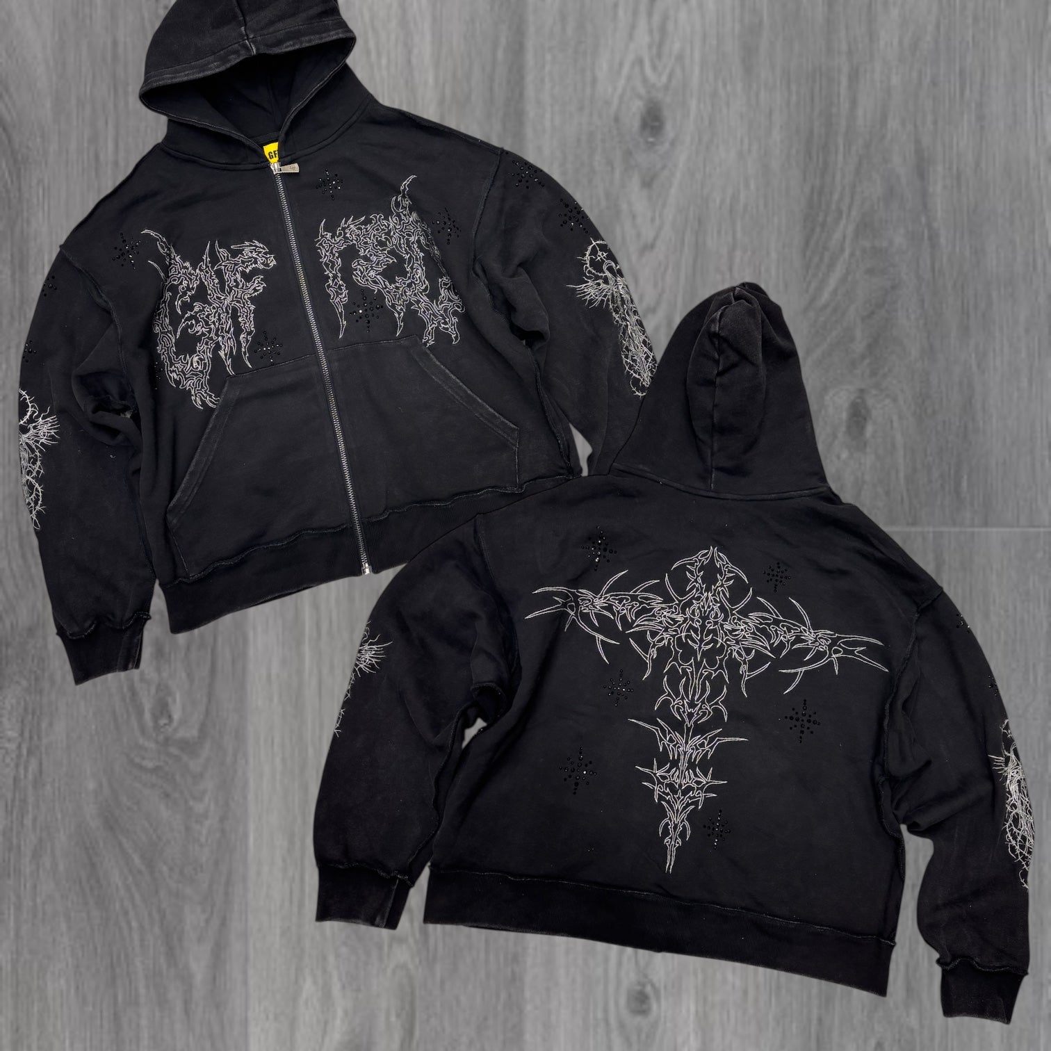 GFTD - LUKE Rhinestone HOODIE - Black - 2557