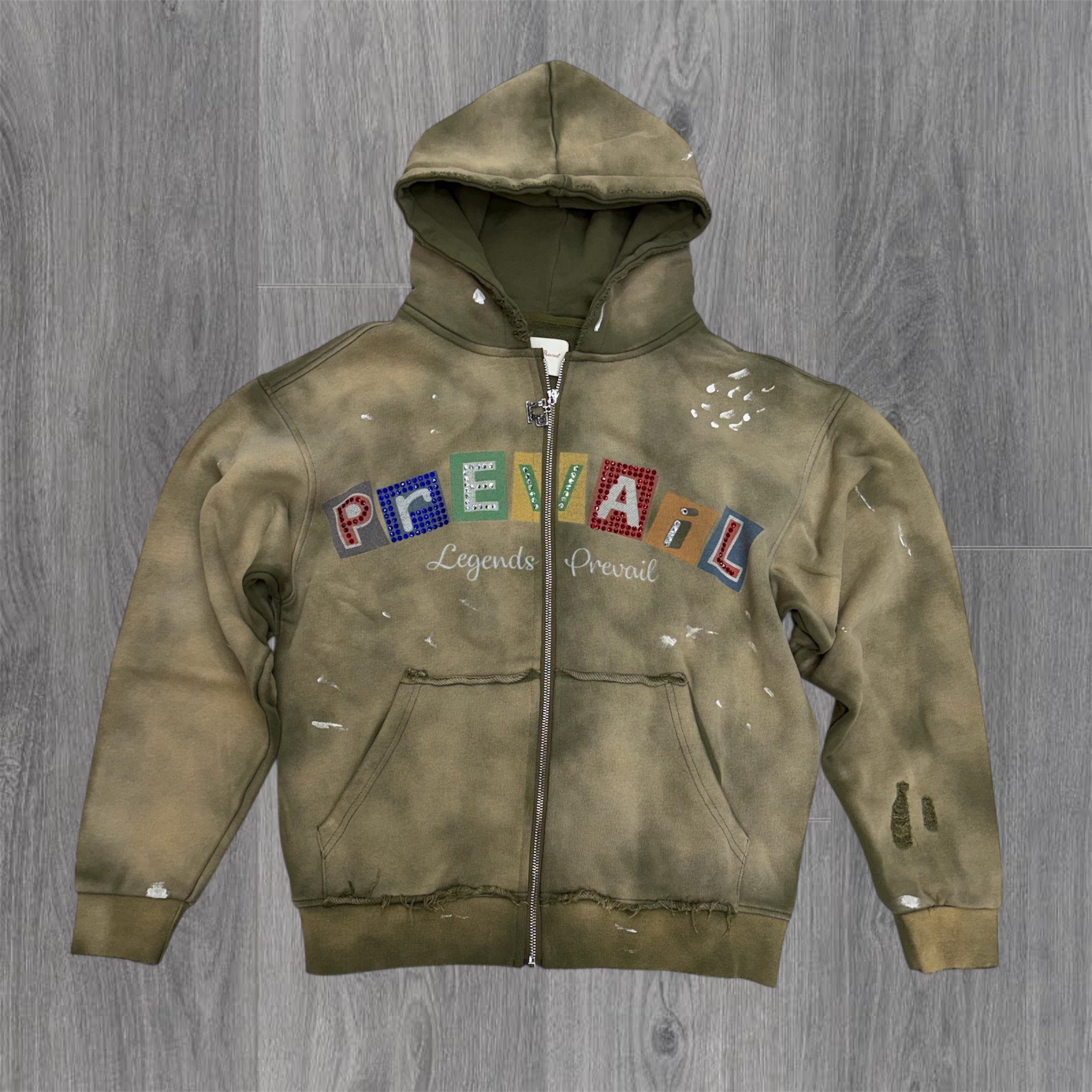 Prevail - Letters Zip Up Hoodie - Acid Olive