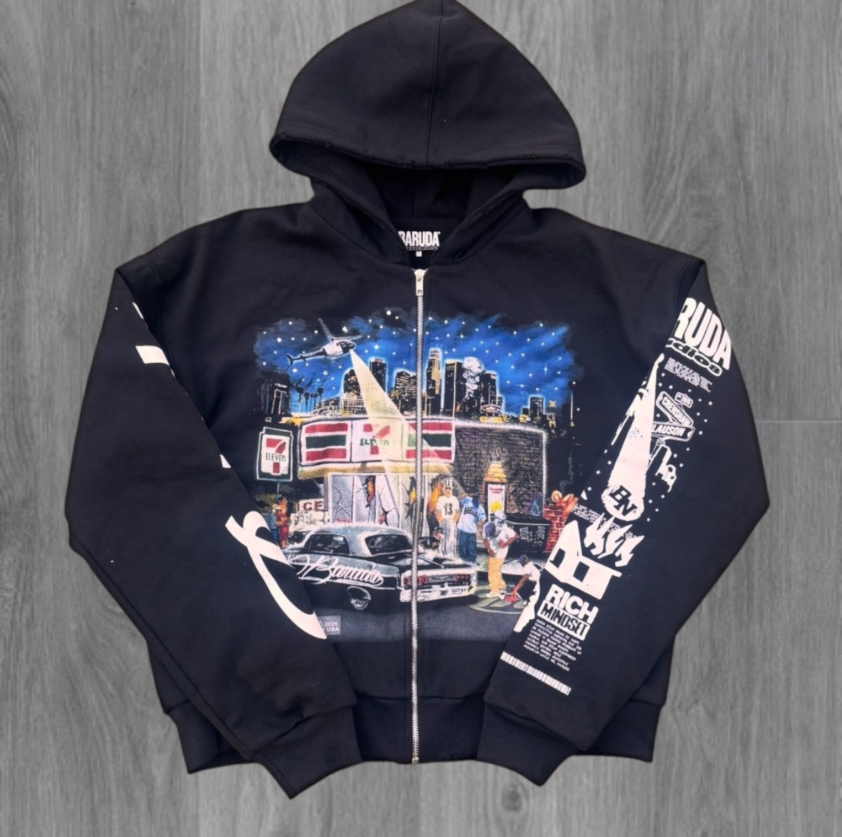BARUDA - Classic Zip up - BLK - GO UP ONE SIZE