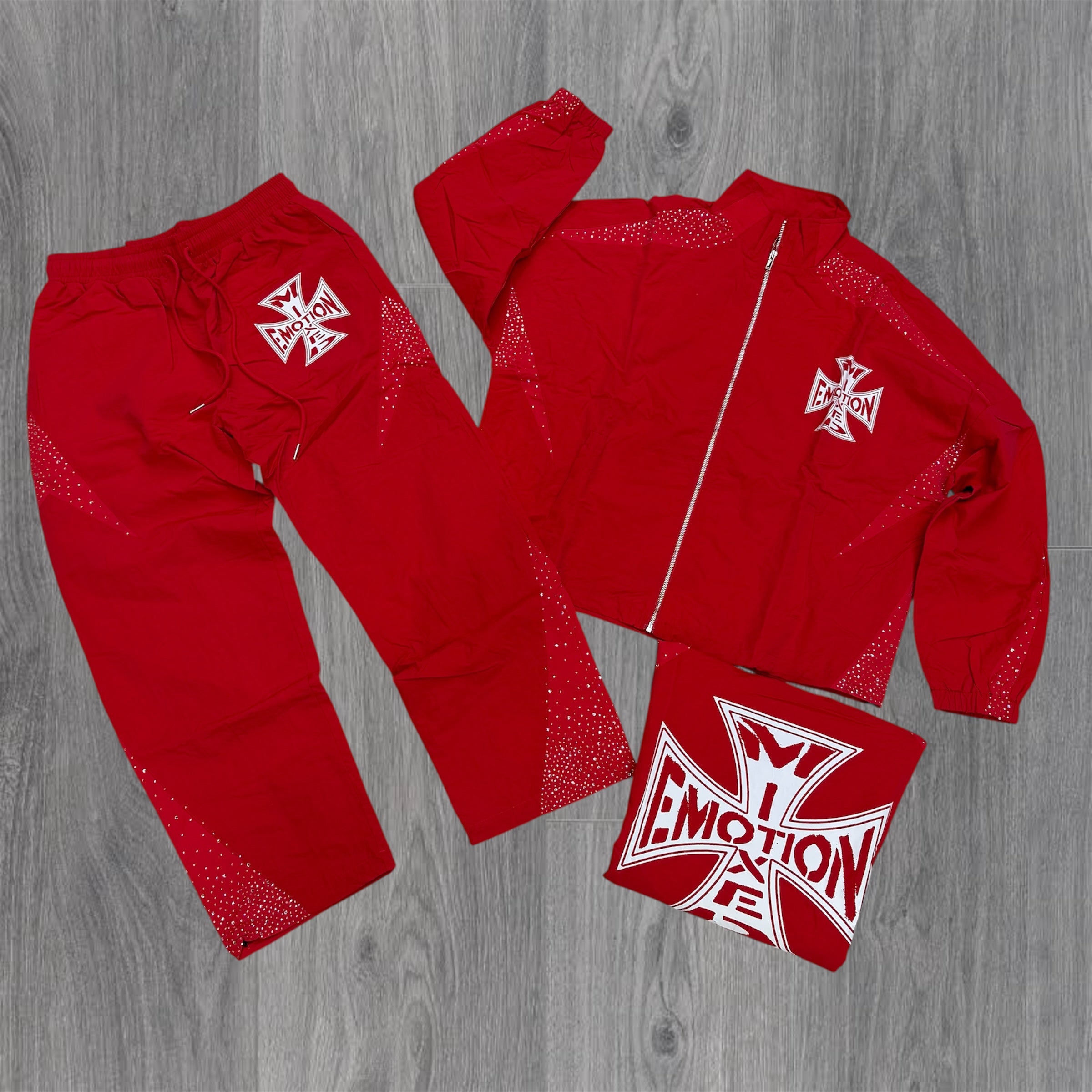 Mixed Emotions - Flare Windbreaker Set - Red