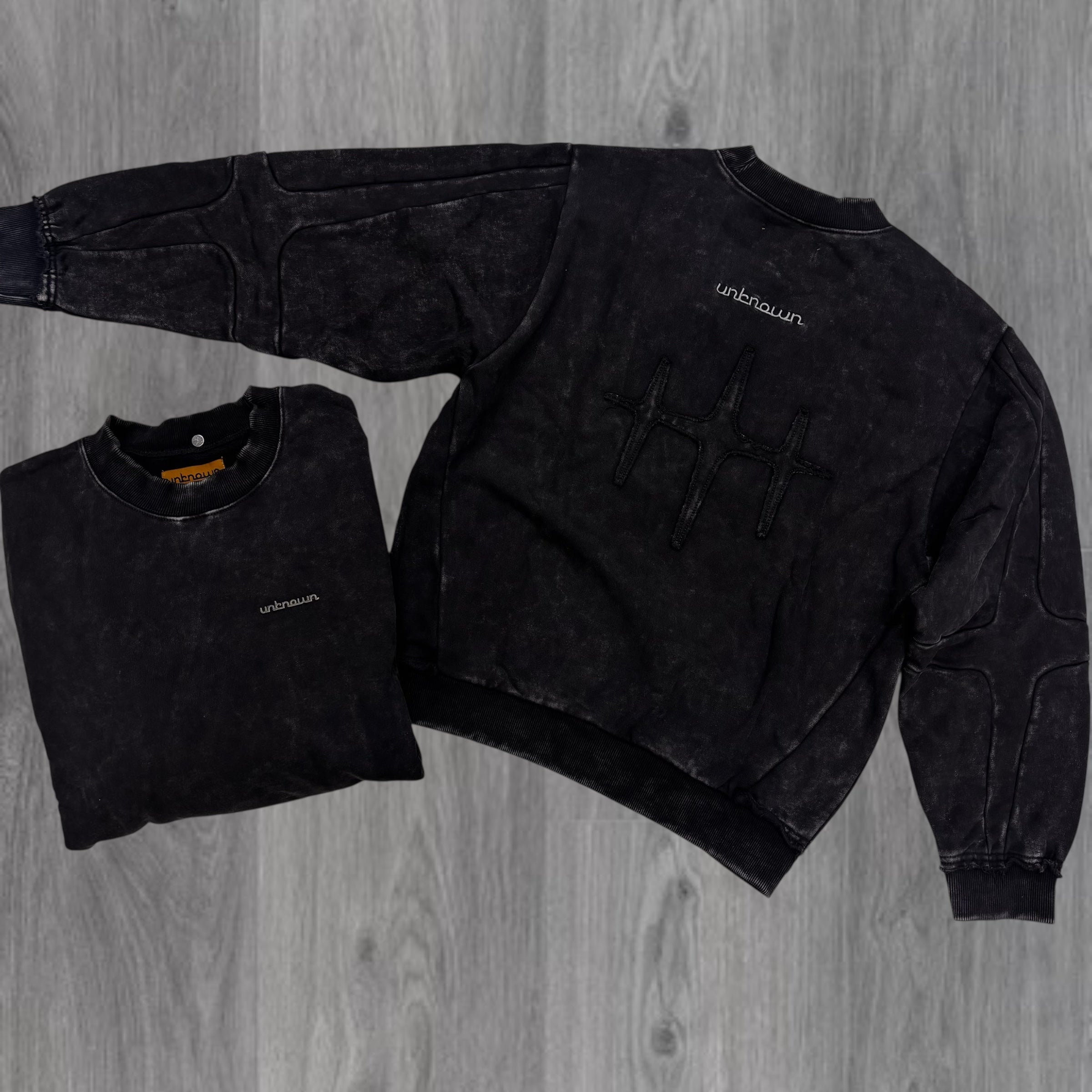 Unknown Black Acid Wash Crewneck