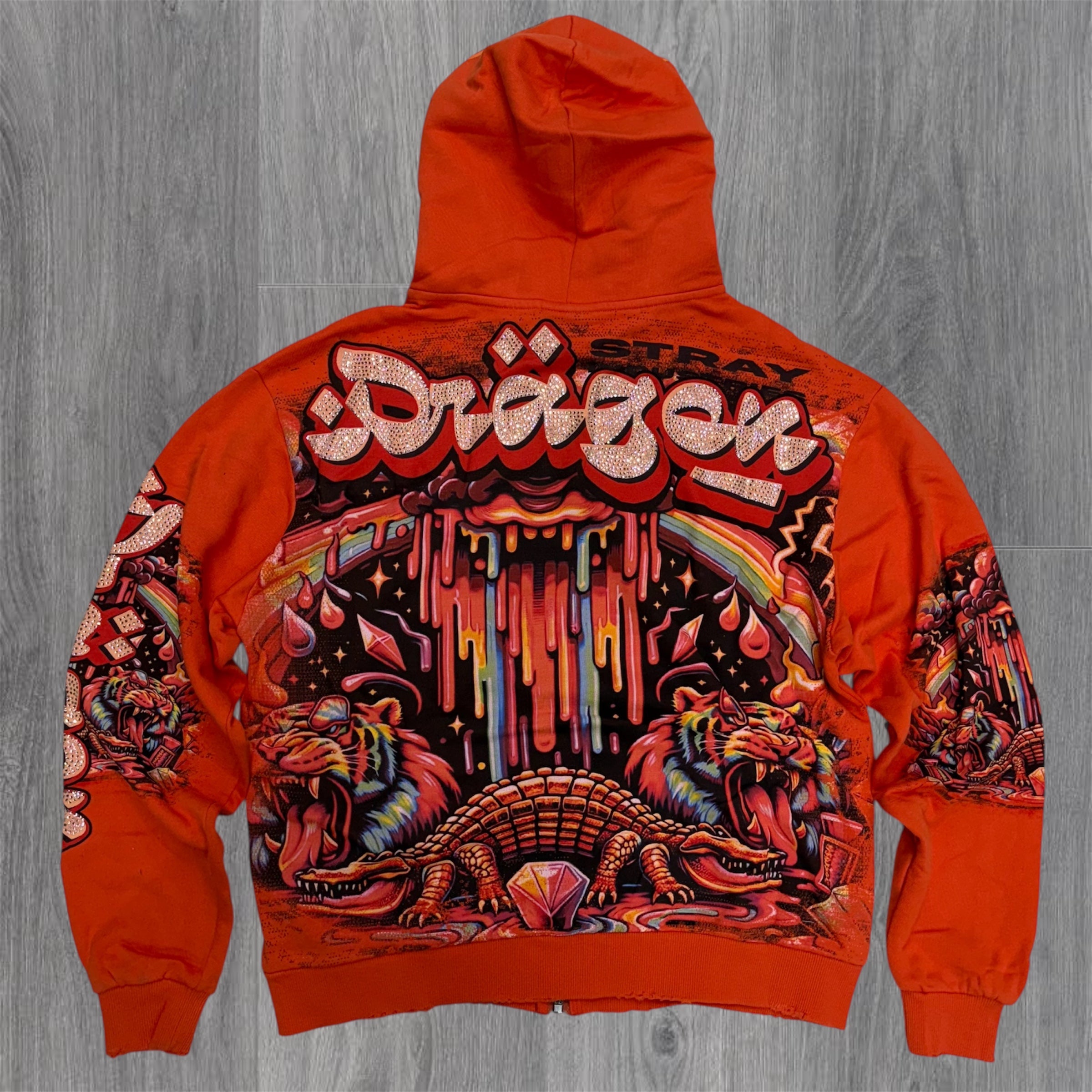 Stray - Dragon Rhinestone Hoodie - Rust  - 1625