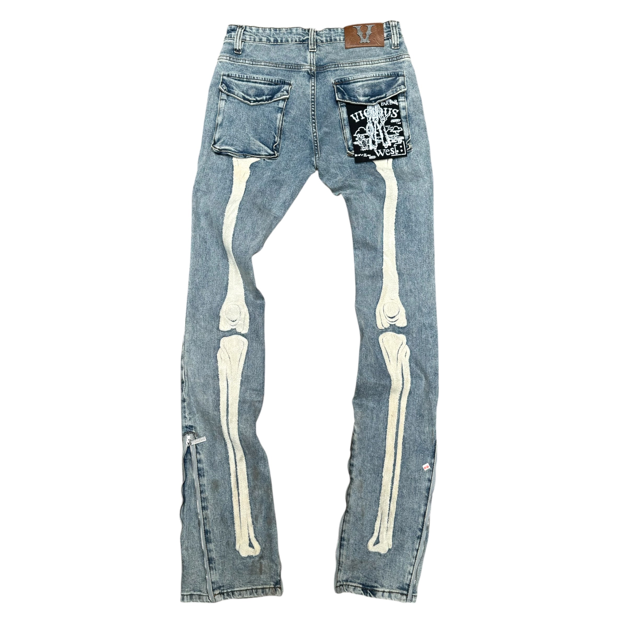 Vicious - STACKED SKELETON ZIPPER ON SIDES DENIM BLUE- VC772