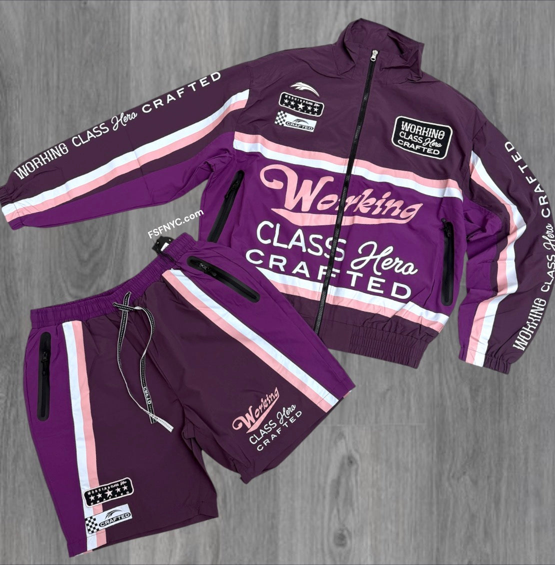 Crafted - SET - Windbreaker Short Set - Plum  - 581582