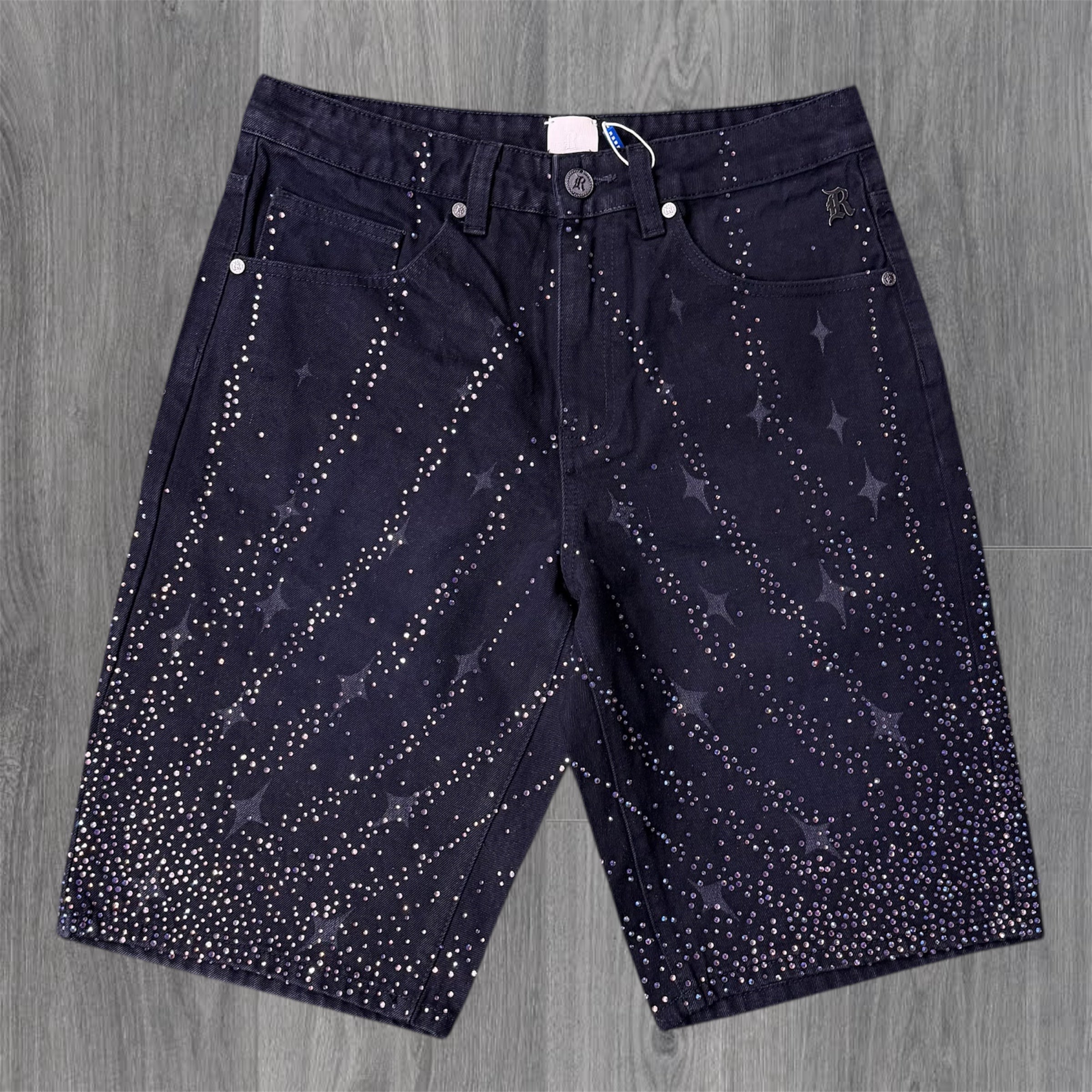 R - rhinestone  jeans Shorts -  Bk Sand- 33931
