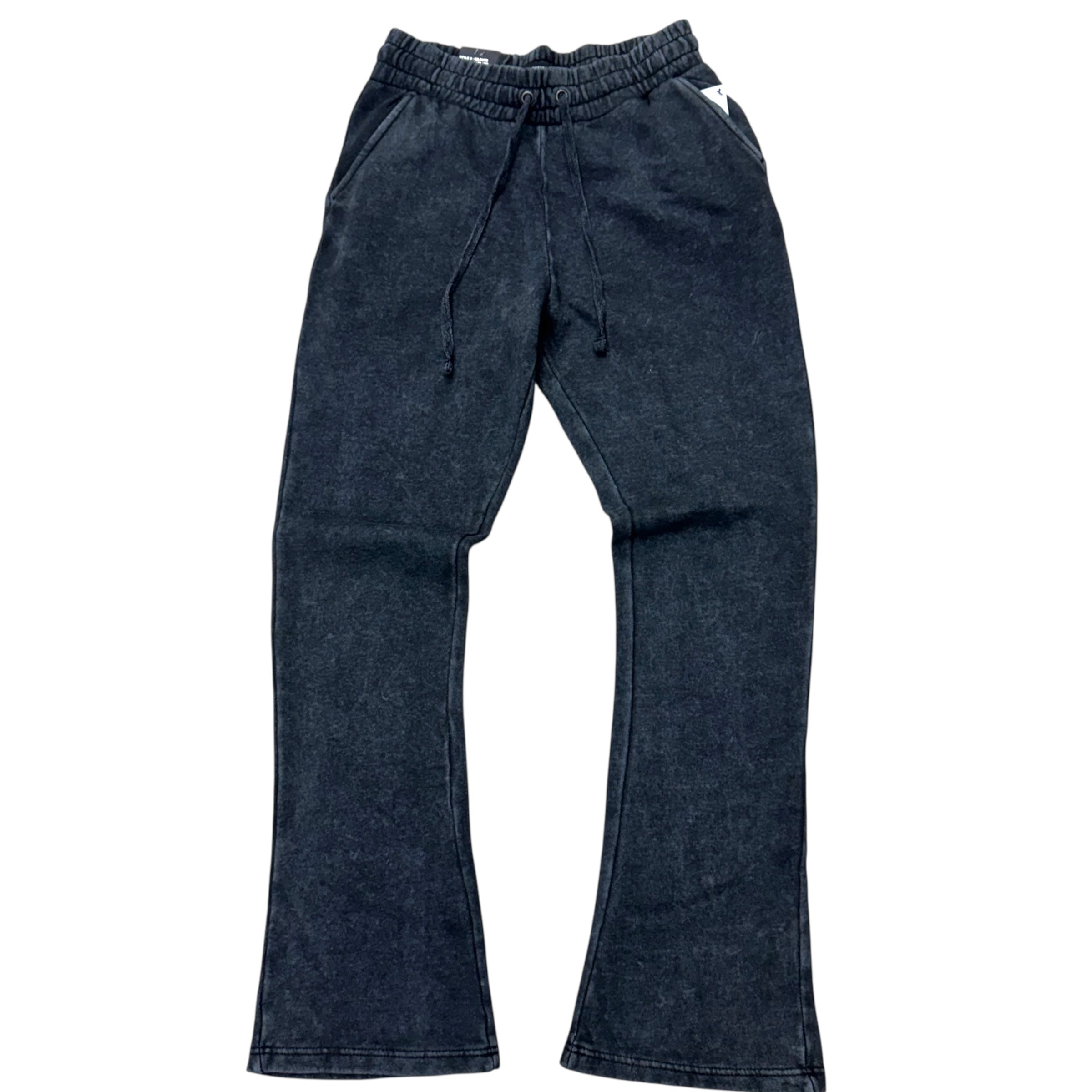 MS Stacked Acid Wash Sweat Pants Black 24720