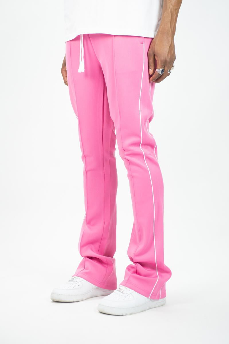 Rebel - Track Stacked Flare Pants  - Pink - 470